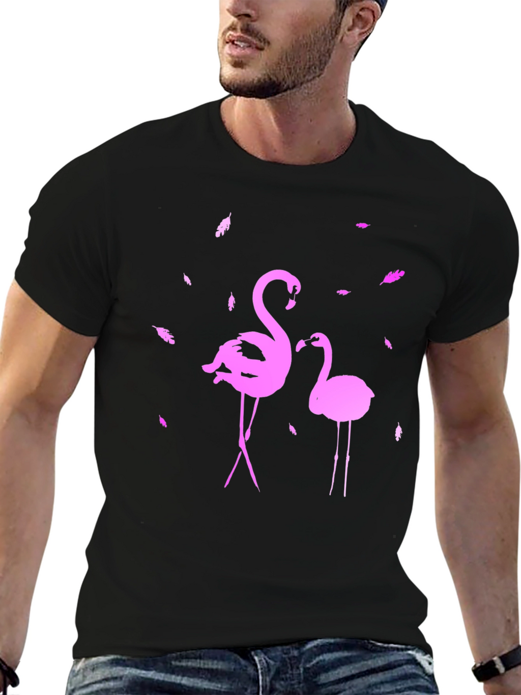 Flamingo Graphic Tee - Stylish Black T-Shirt