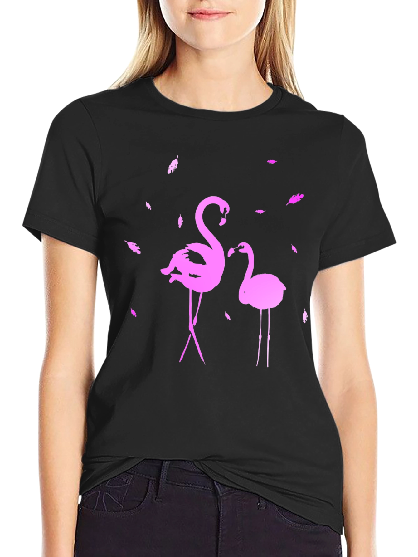 Flamingo Graphic Tee - Stylish Black T-Shirt