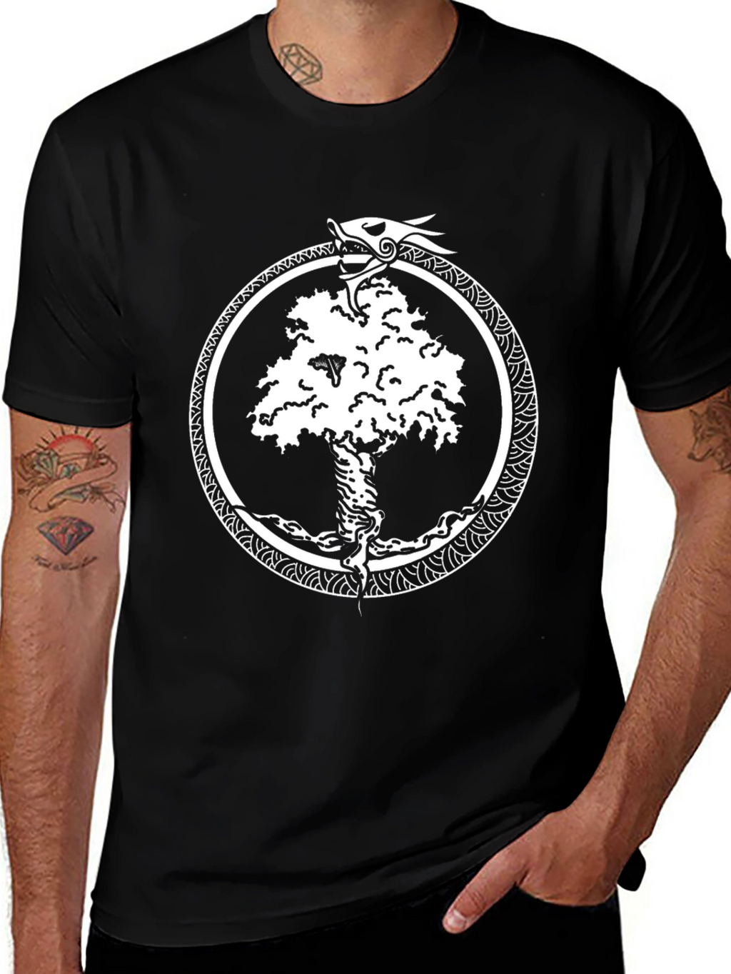 Yggdrasil Serpent T-Shirt - Viking World Tree Design