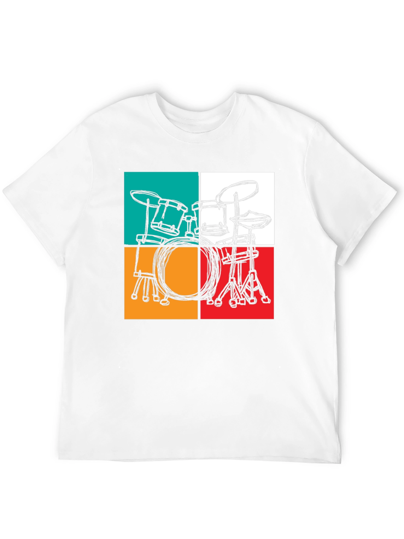 Retro Drum Set Graphic T-Shirt - Black