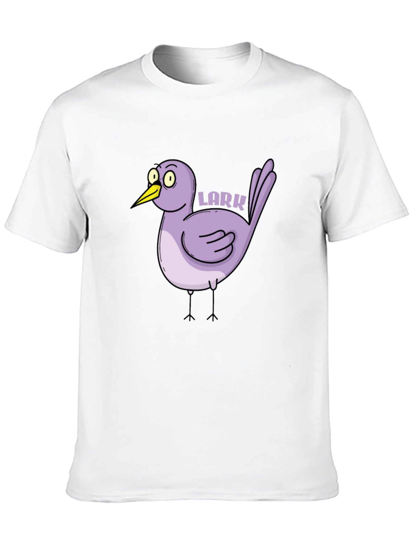 Cartoon Lark Bird Graphic Tee - Black