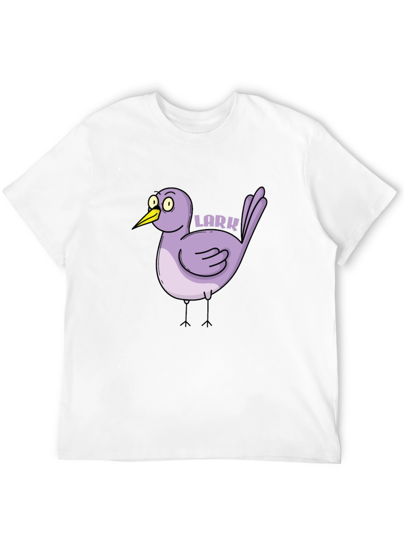 Cartoon Lark Bird Graphic Tee - Black