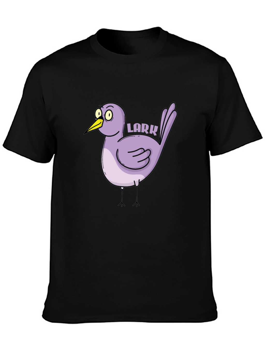Cartoon Lark Bird Graphic Tee - Black