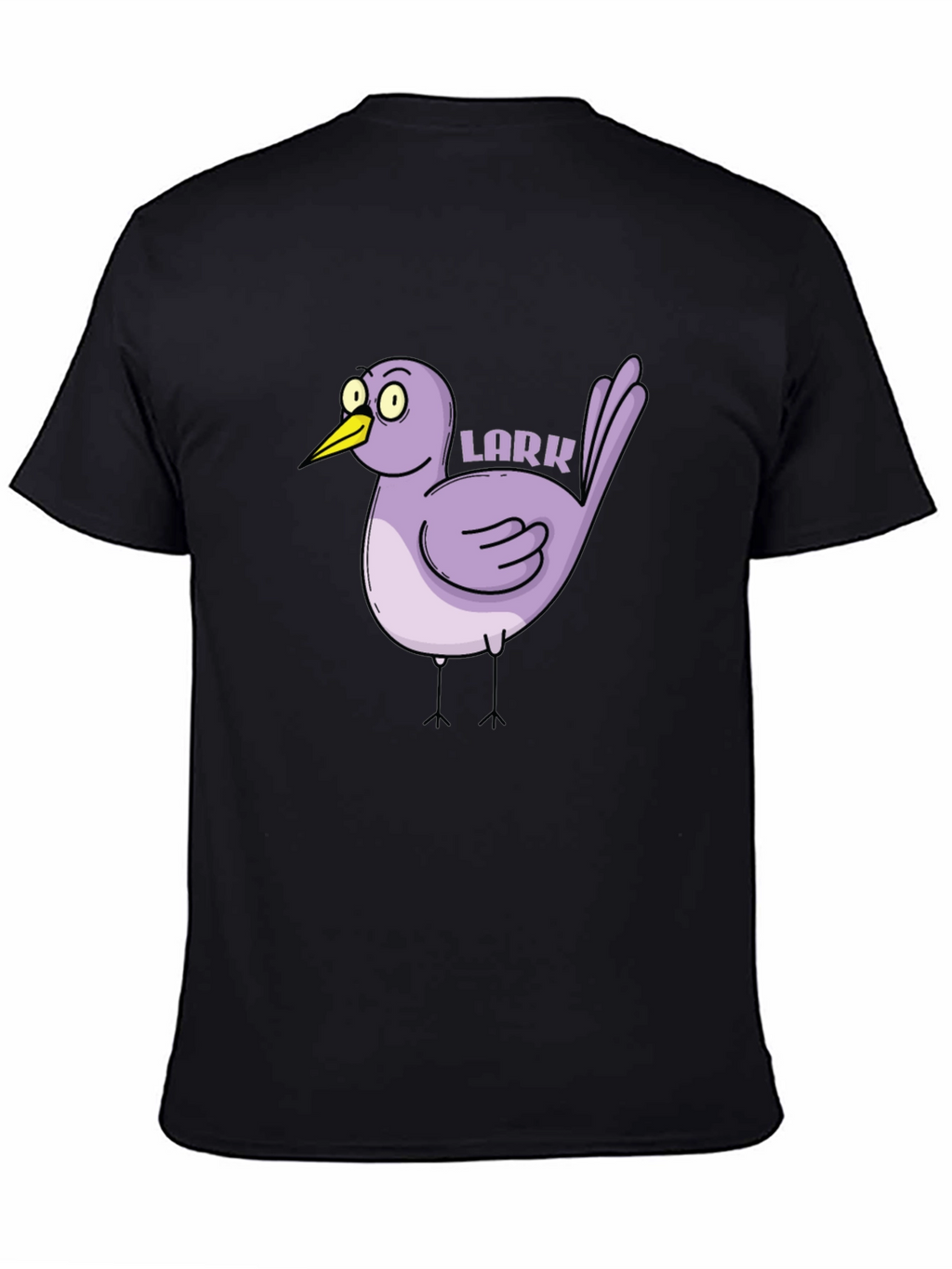 Cartoon Lark Bird Graphic Tee - Black