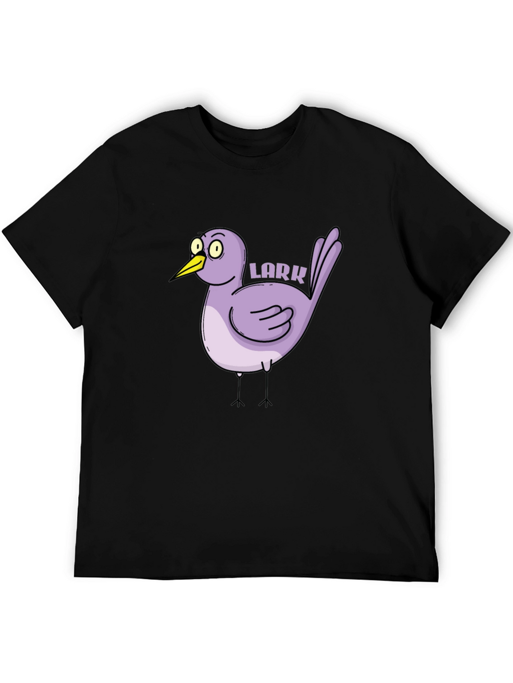 Cartoon Lark Bird Graphic Tee - Black