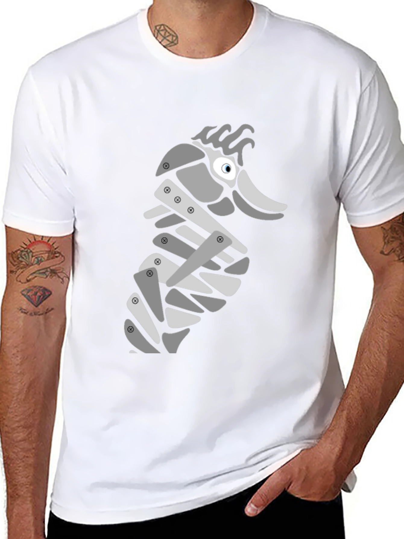 Modern Seahorse Graphic Tee - Black