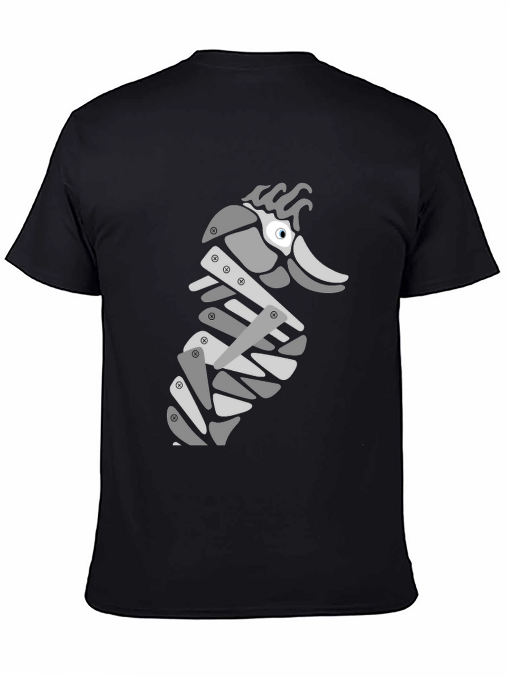 Modern Seahorse Graphic Tee - Black