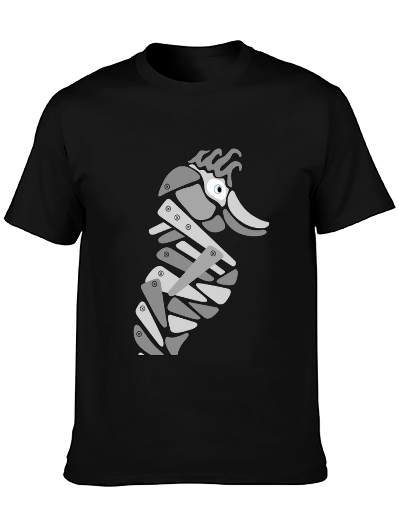 Modern Seahorse Graphic Tee - Black
