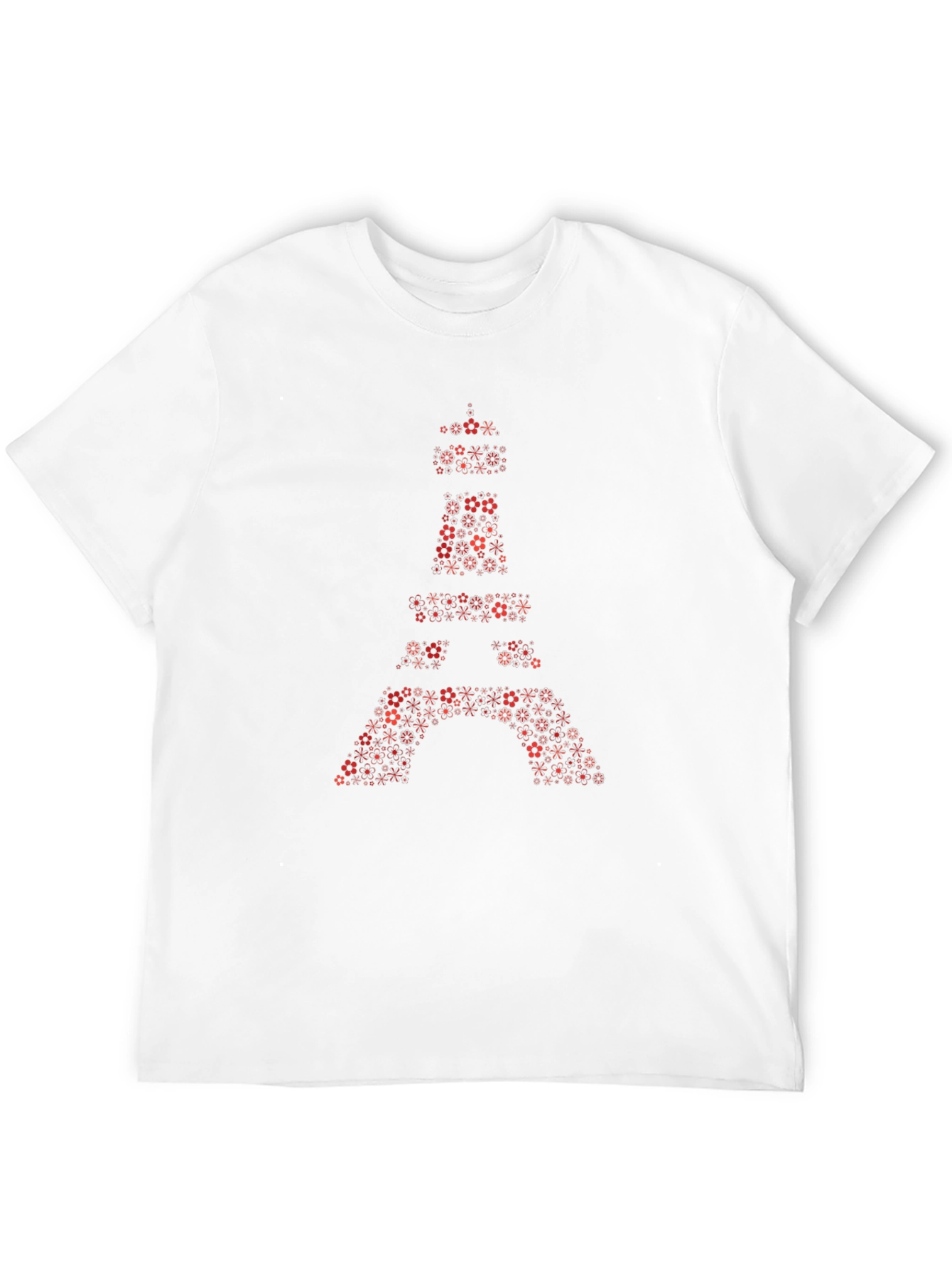 Eiffel Tower Floral Print Black T-Shirt