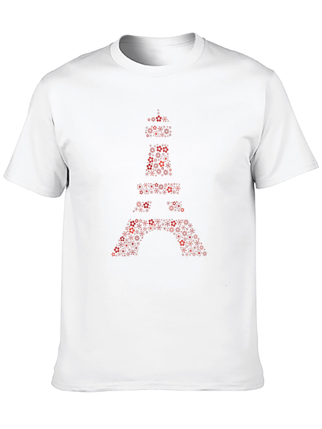 Eiffel Tower Floral Print Black T-Shirt