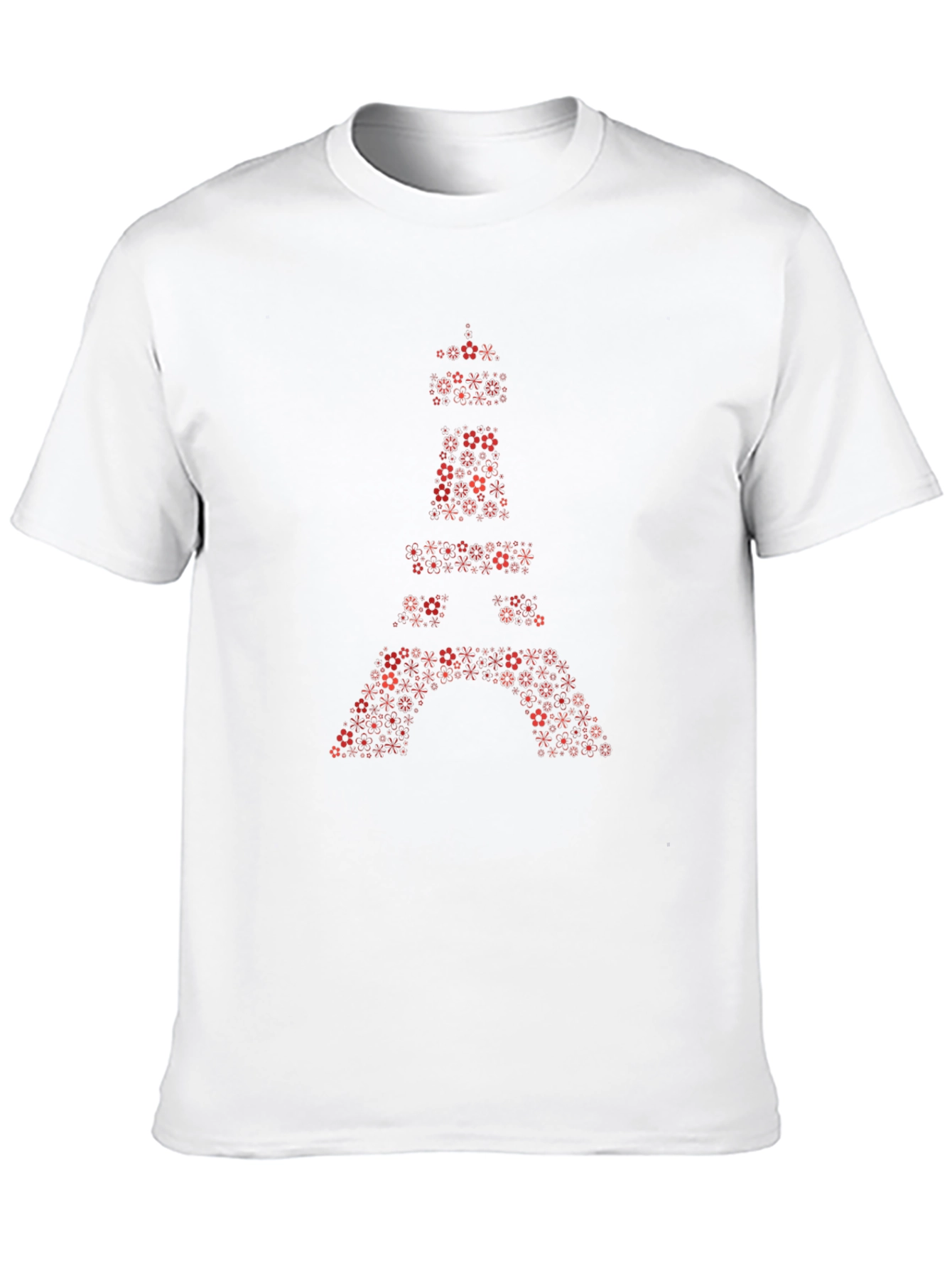 Eiffel Tower Floral Print Black T-Shirt