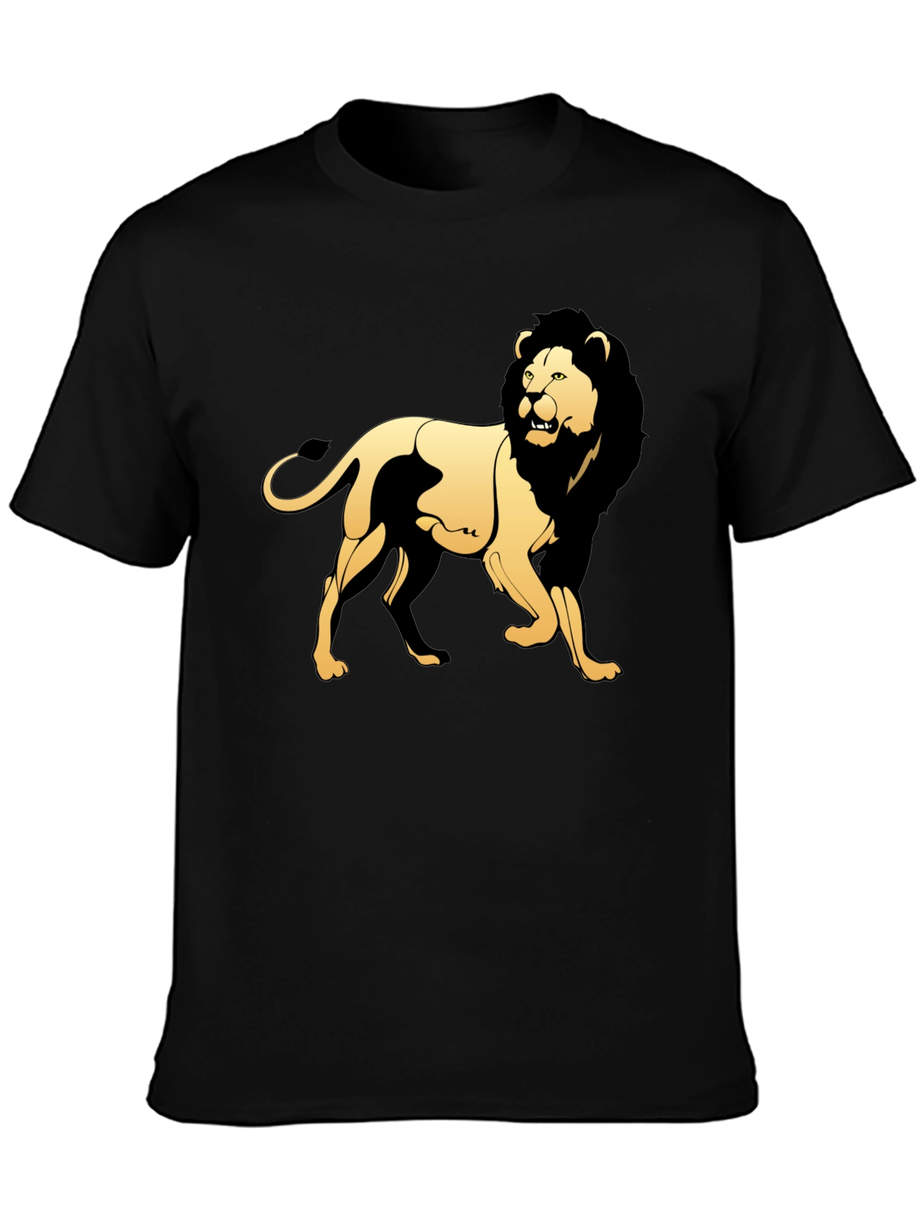 Black T-Shirt with Golden Lion Graphic