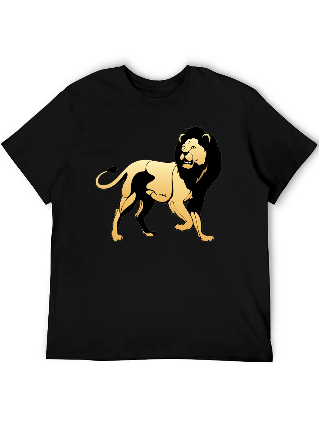 Black T-Shirt with Golden Lion Graphic