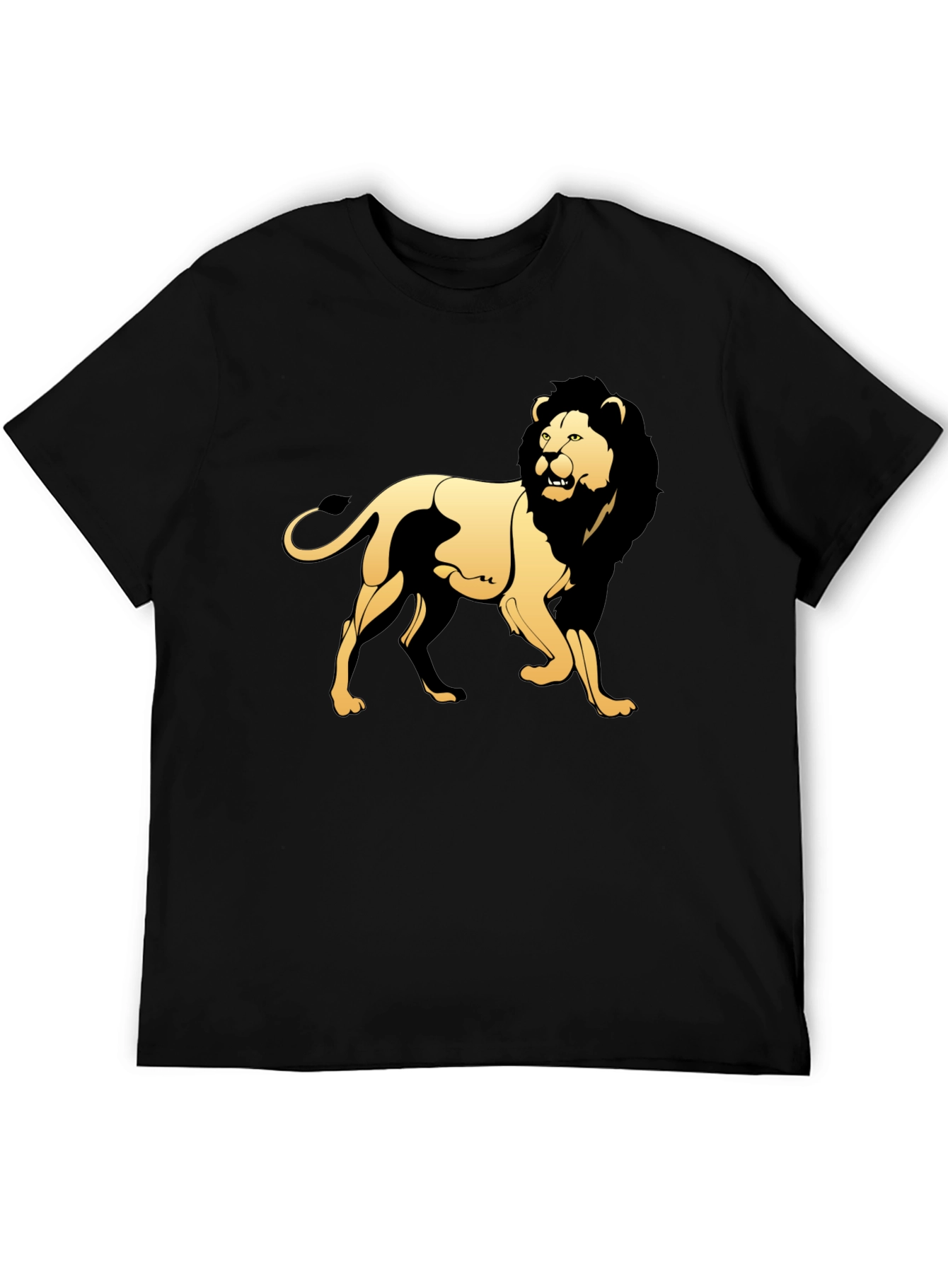 Black T-Shirt with Golden Lion Graphic