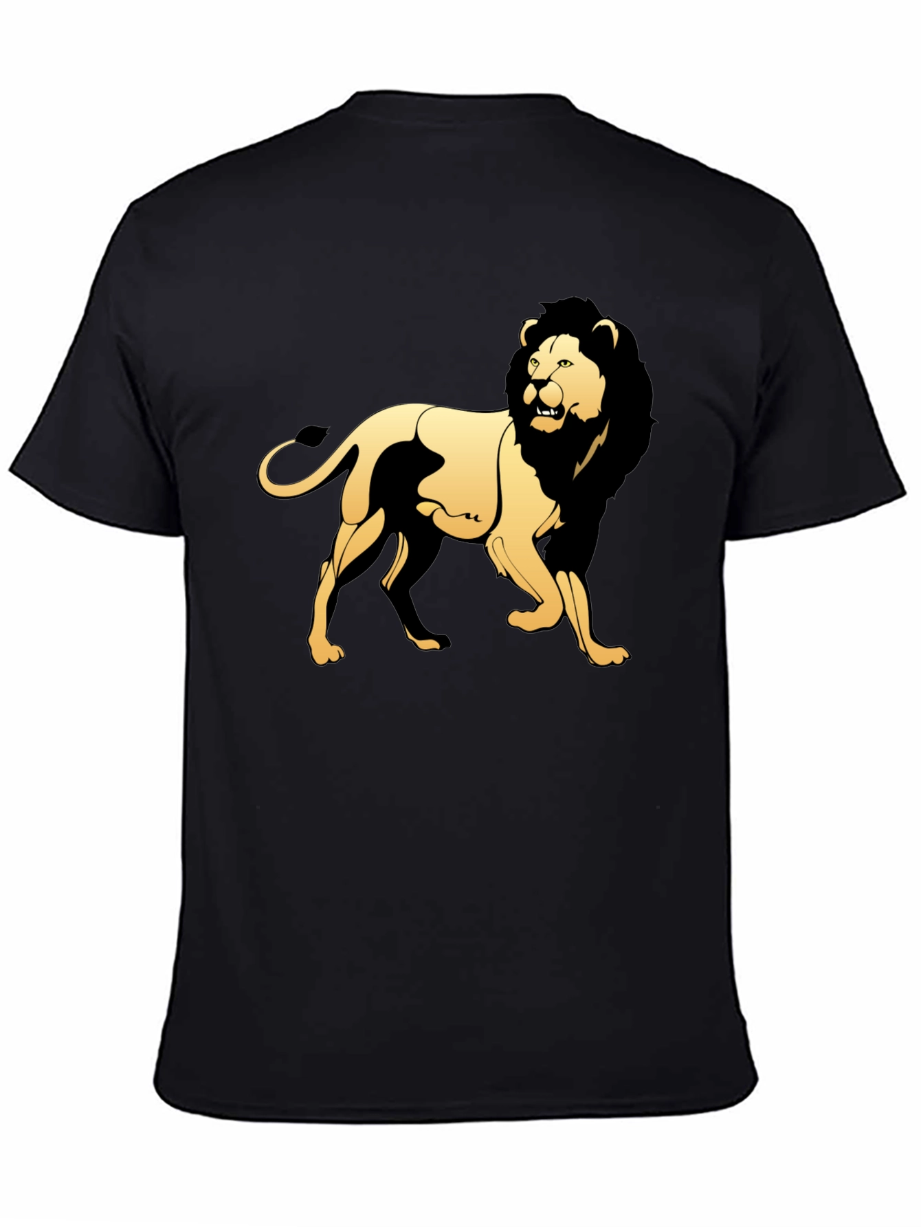 Black T-Shirt with Golden Lion Graphic