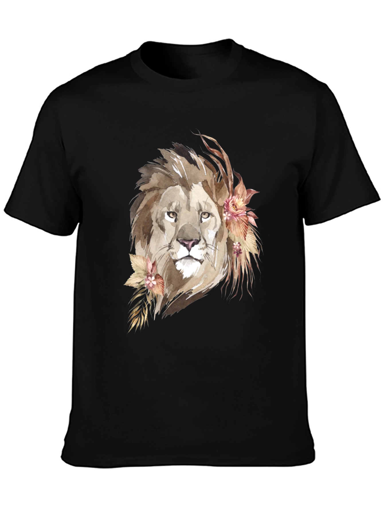 Watercolor Lion Graphic Tee - Stylish Animal Print