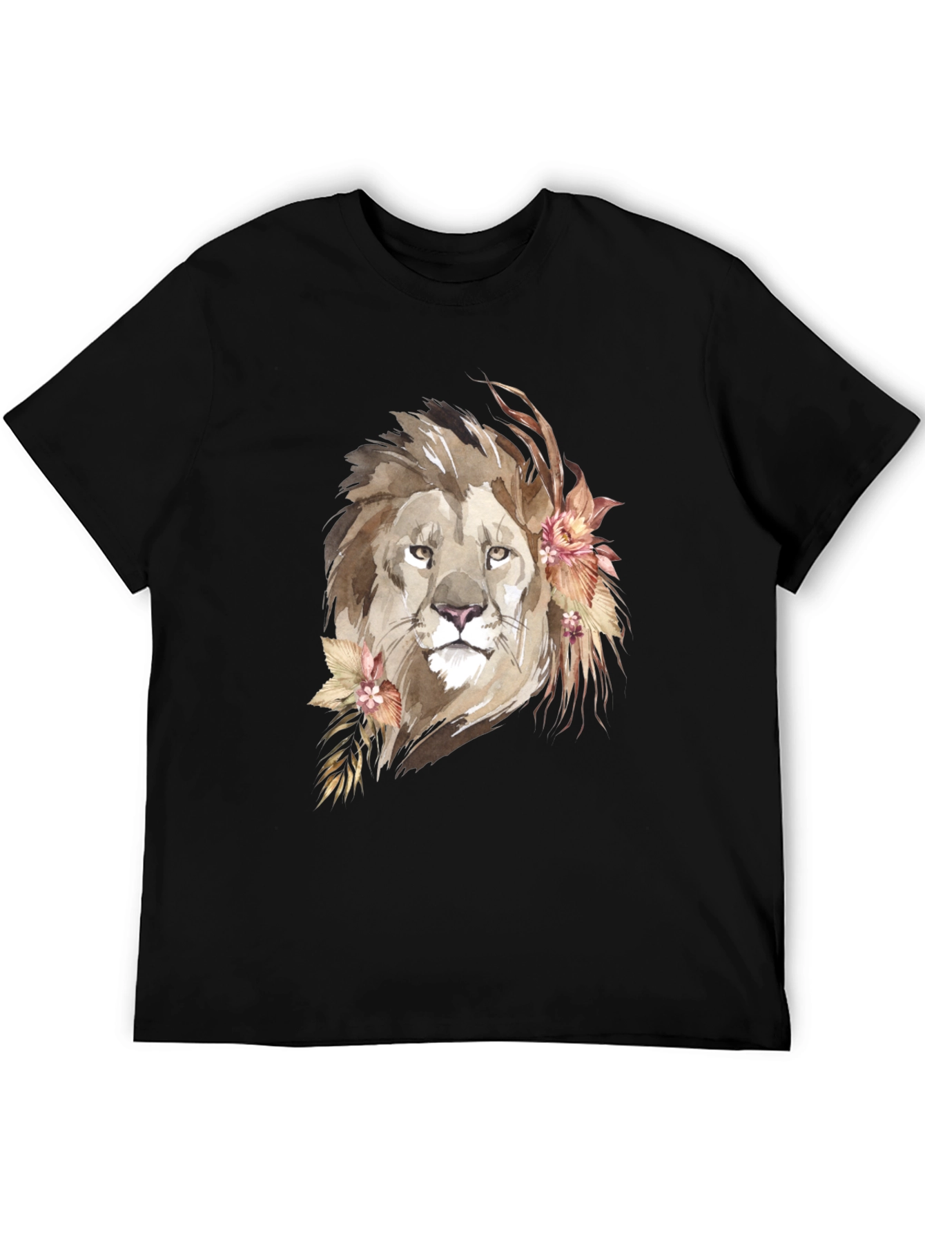 Watercolor Lion Graphic Tee - Stylish Animal Print
