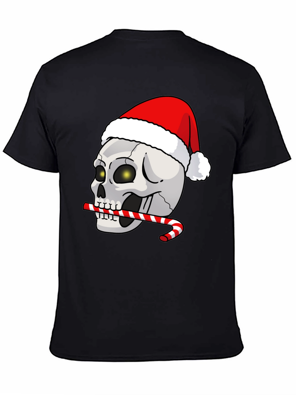 Festive Skull T-Shirt: Santa Hat & Candy Cane