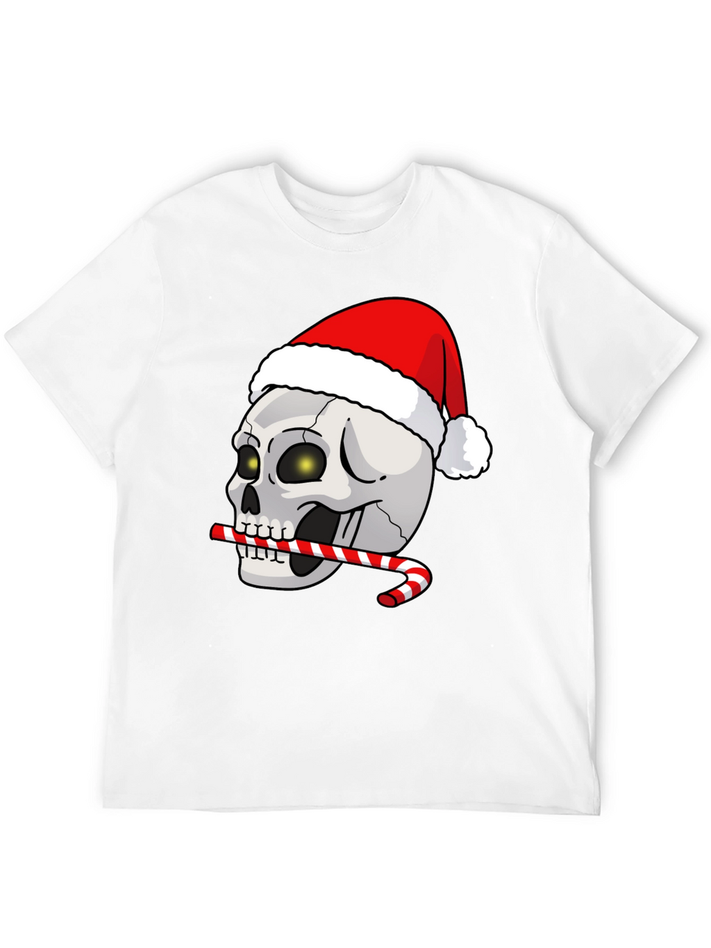 Festive Skull T-Shirt: Santa Hat & Candy Cane
