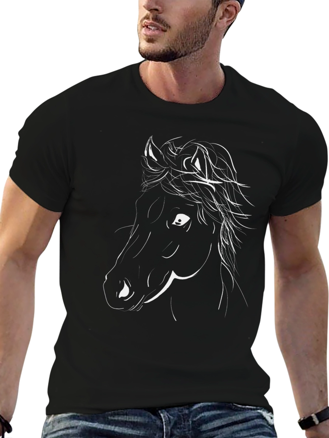 Horse Graphic Tee - Stylish Black T-Shirt