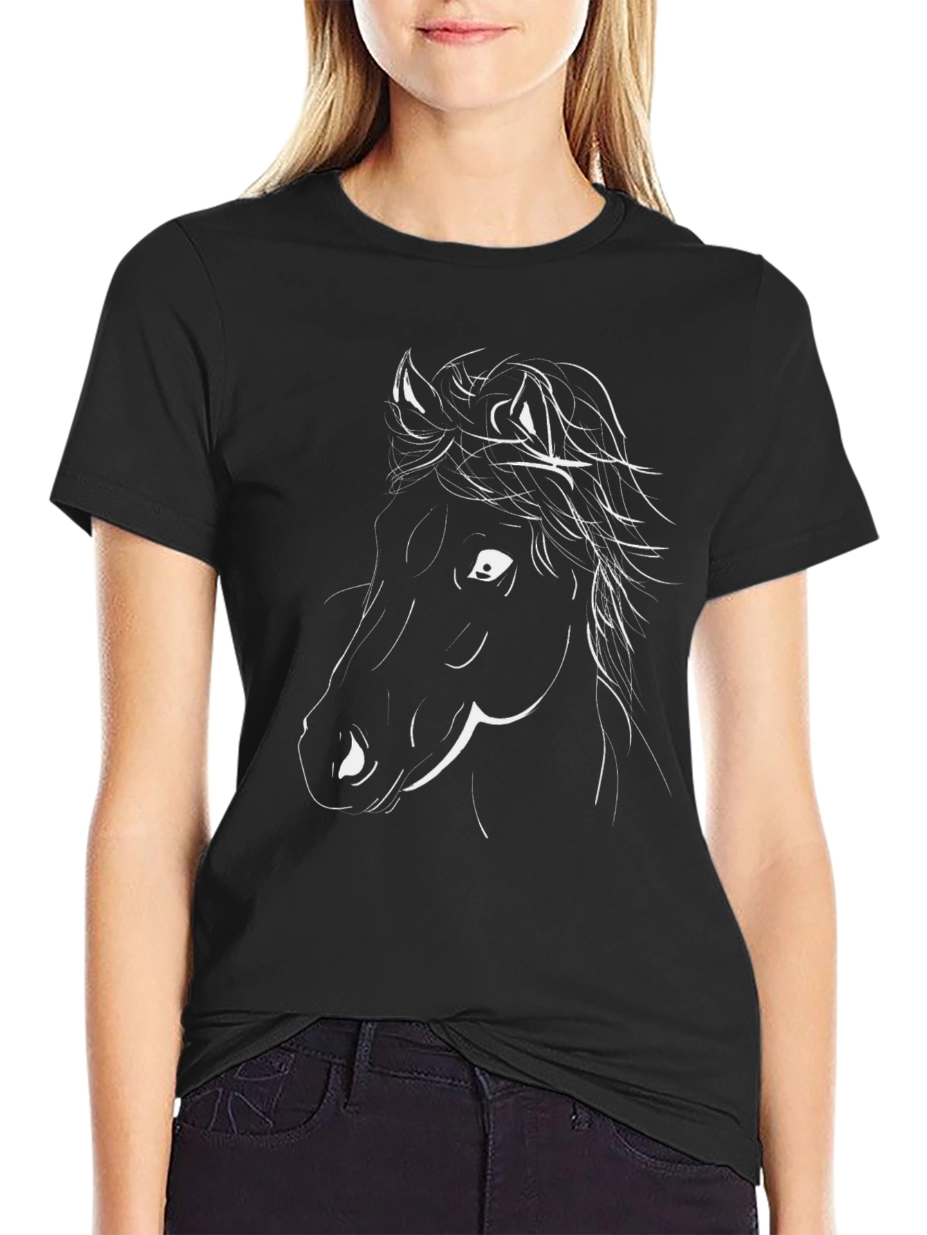 Horse Graphic Tee - Stylish Black T-Shirt
