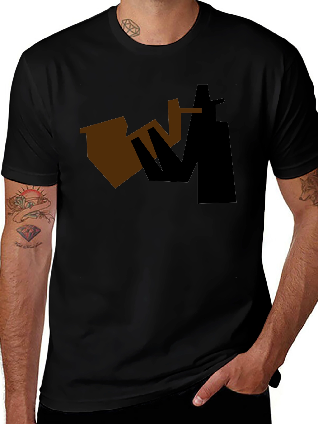 Abstract Sax Player Graphic Tee - Black