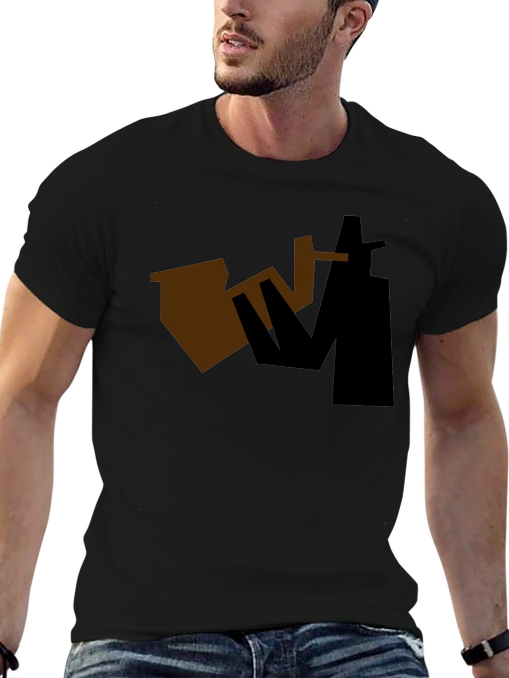 Abstract Sax Player Graphic Tee - Black