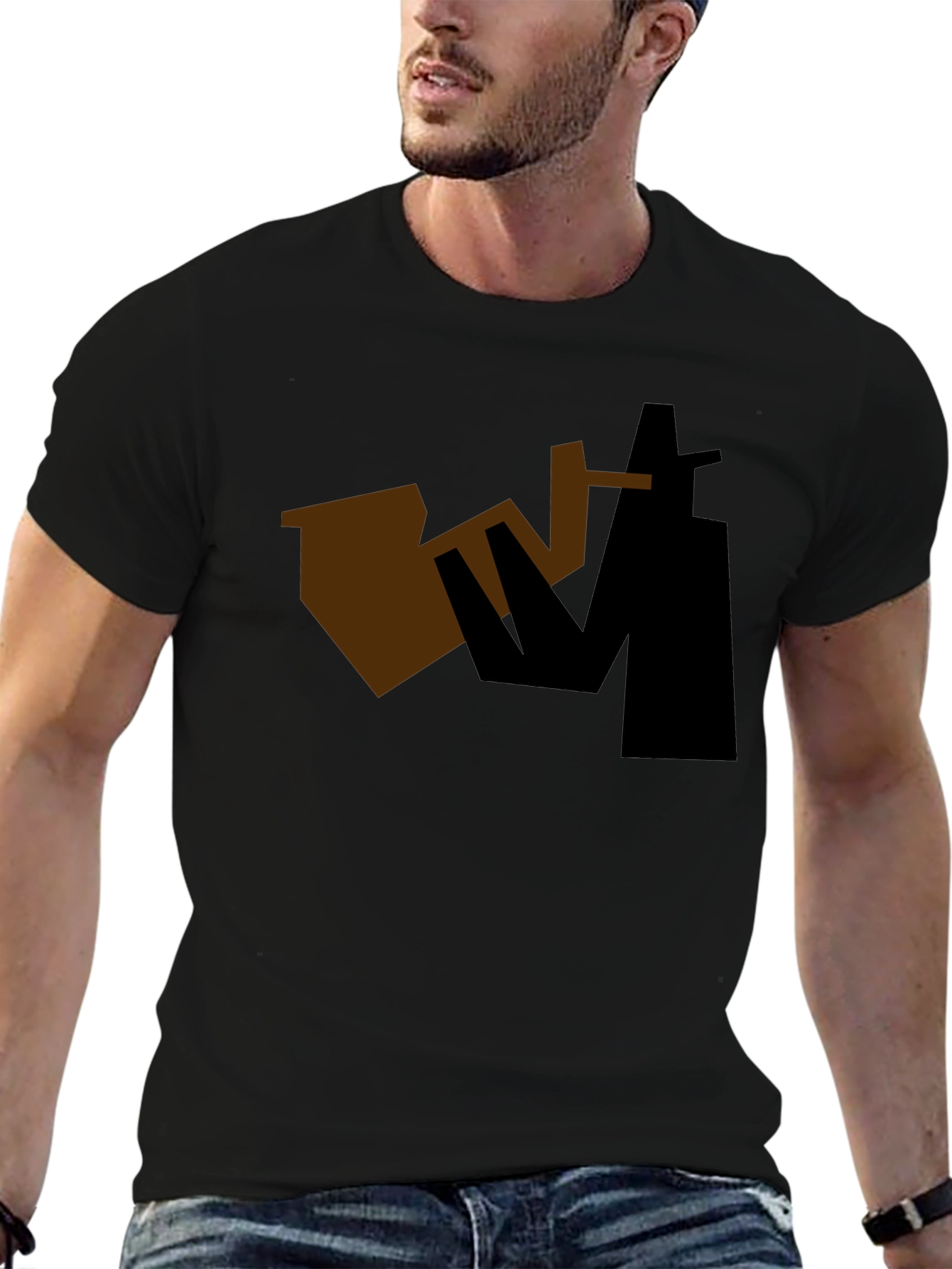 Abstract Sax Player Graphic Tee - Black