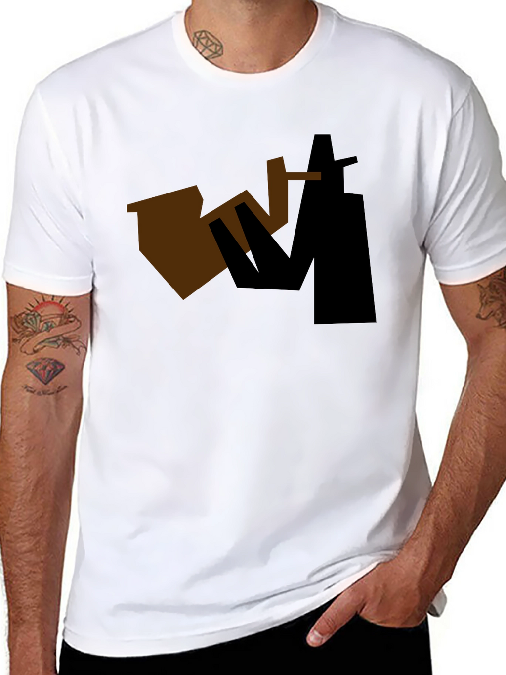 Abstract Sax Player Graphic Tee - Black