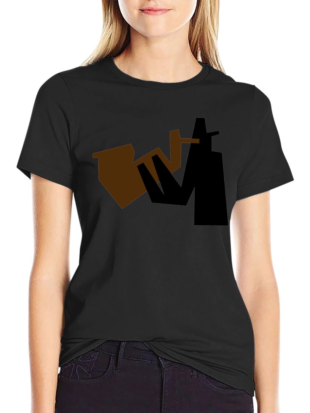 Abstract Sax Player Graphic Tee - Black