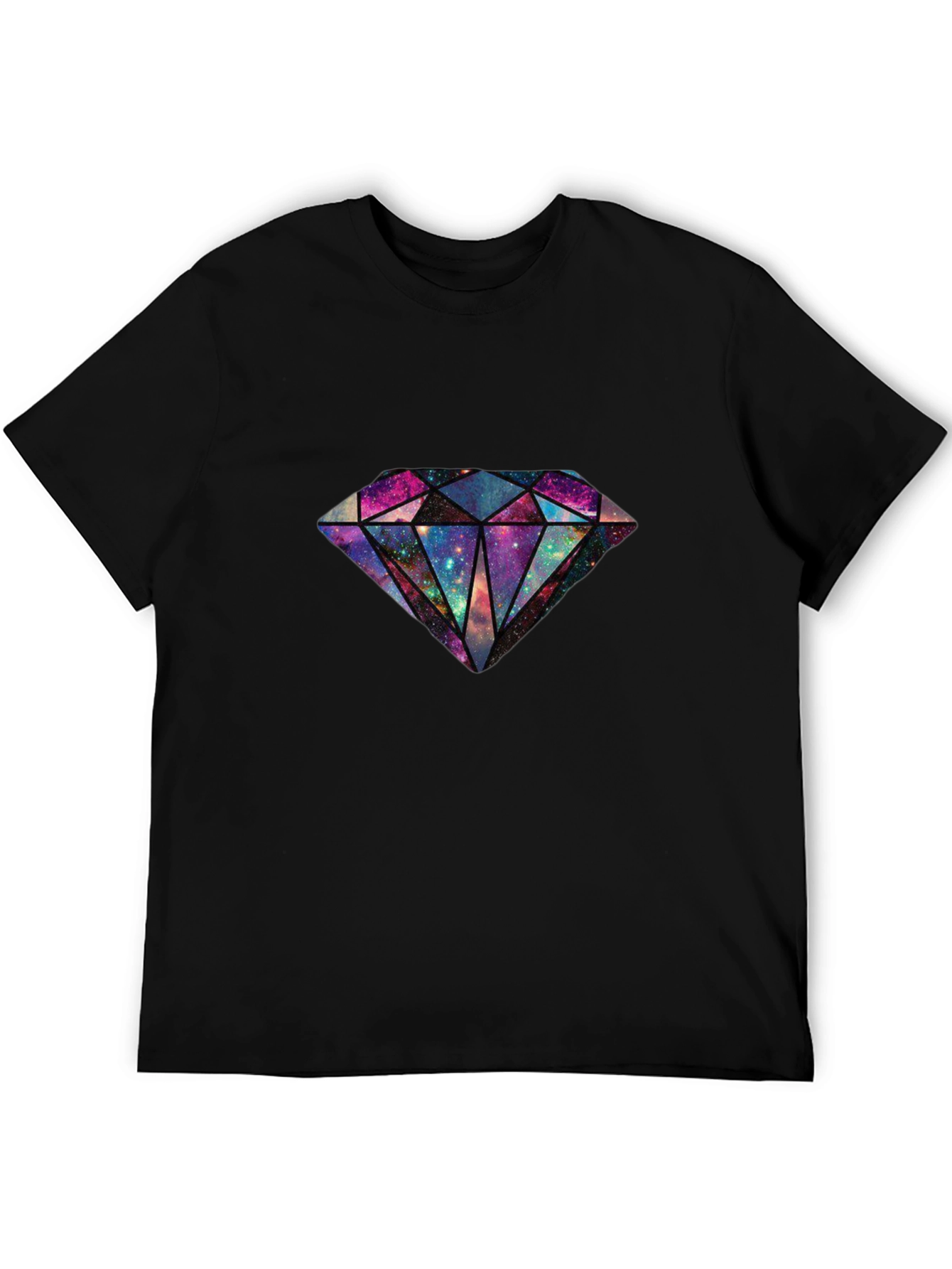 Galaxy Diamond Graphic Tee - Stylish Mens Black T-Shirt