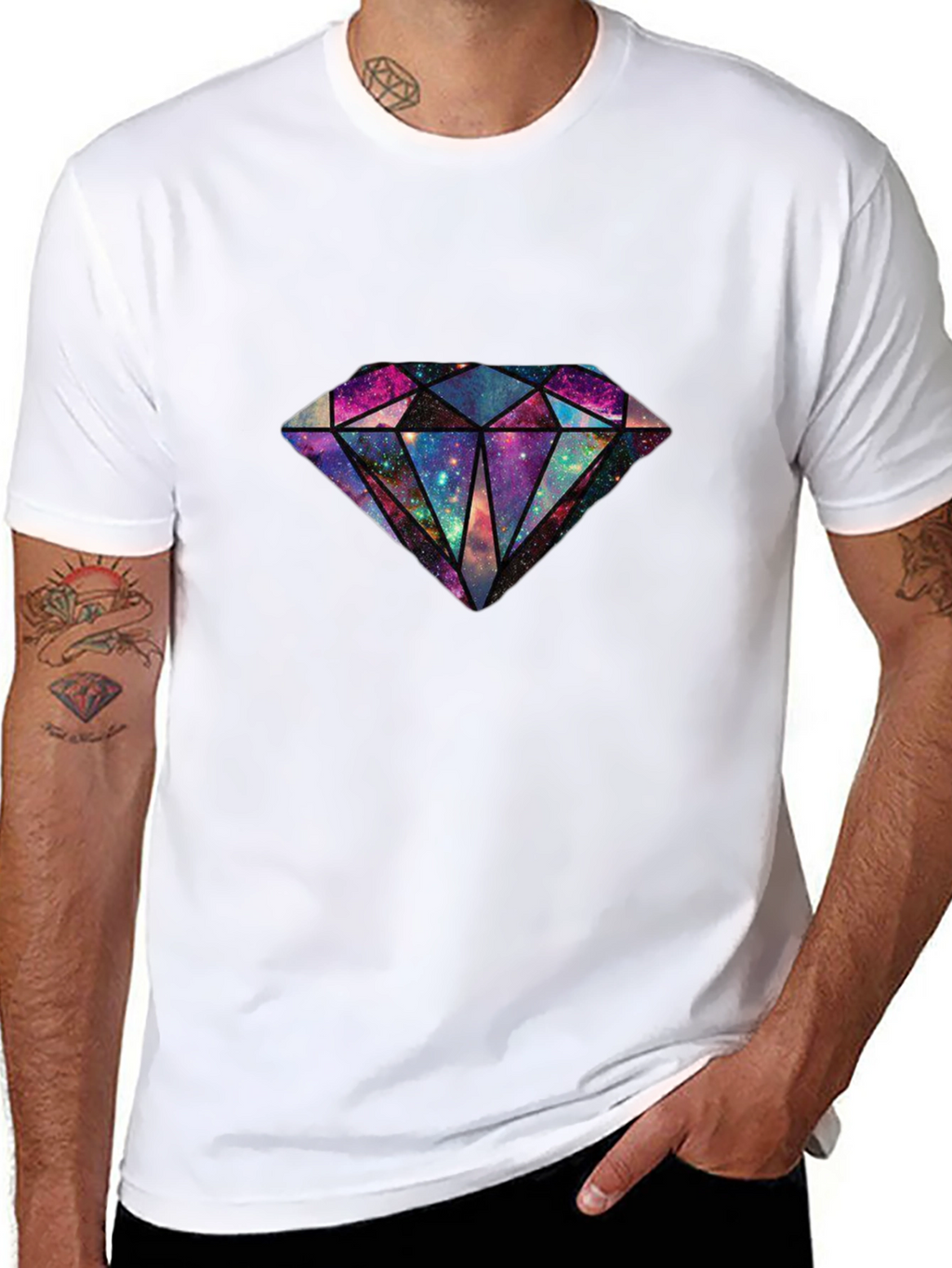 Galaxy Diamond Graphic Tee - Stylish Mens Black T-Shirt