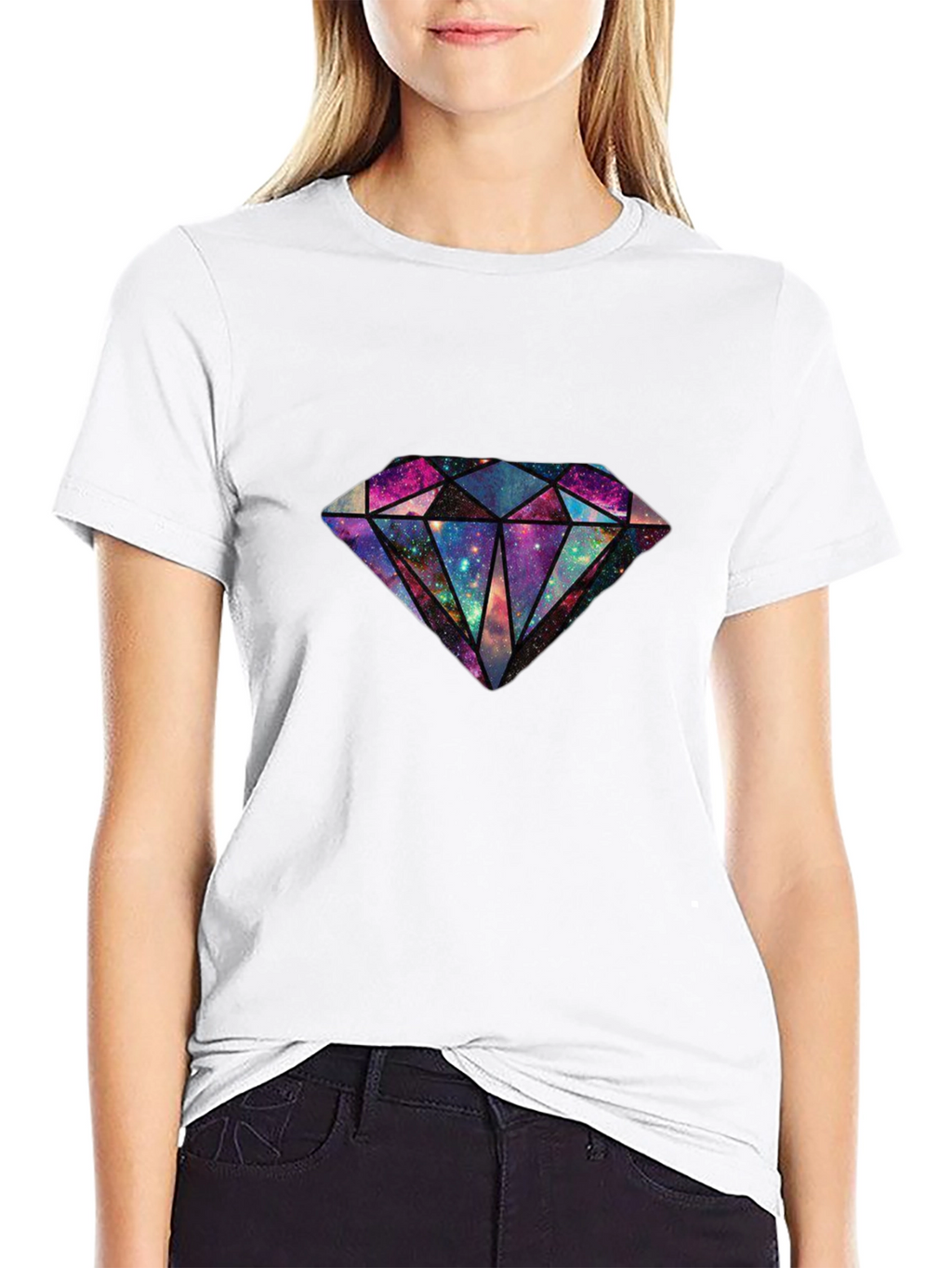 Galaxy Diamond Graphic Tee - Stylish Mens Black T-Shirt