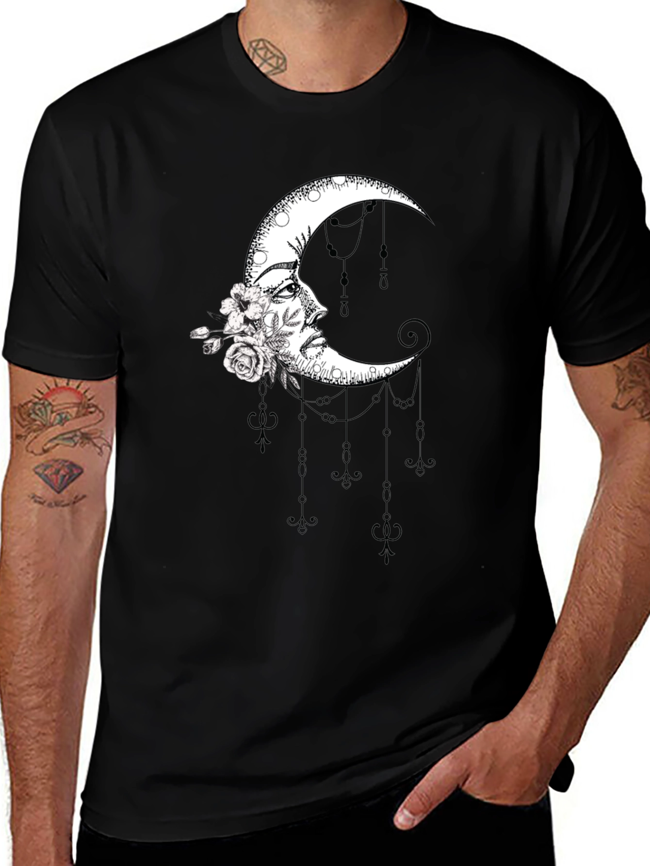 Moon Goddess Graphic T-Shirt - Stylish Black Tee