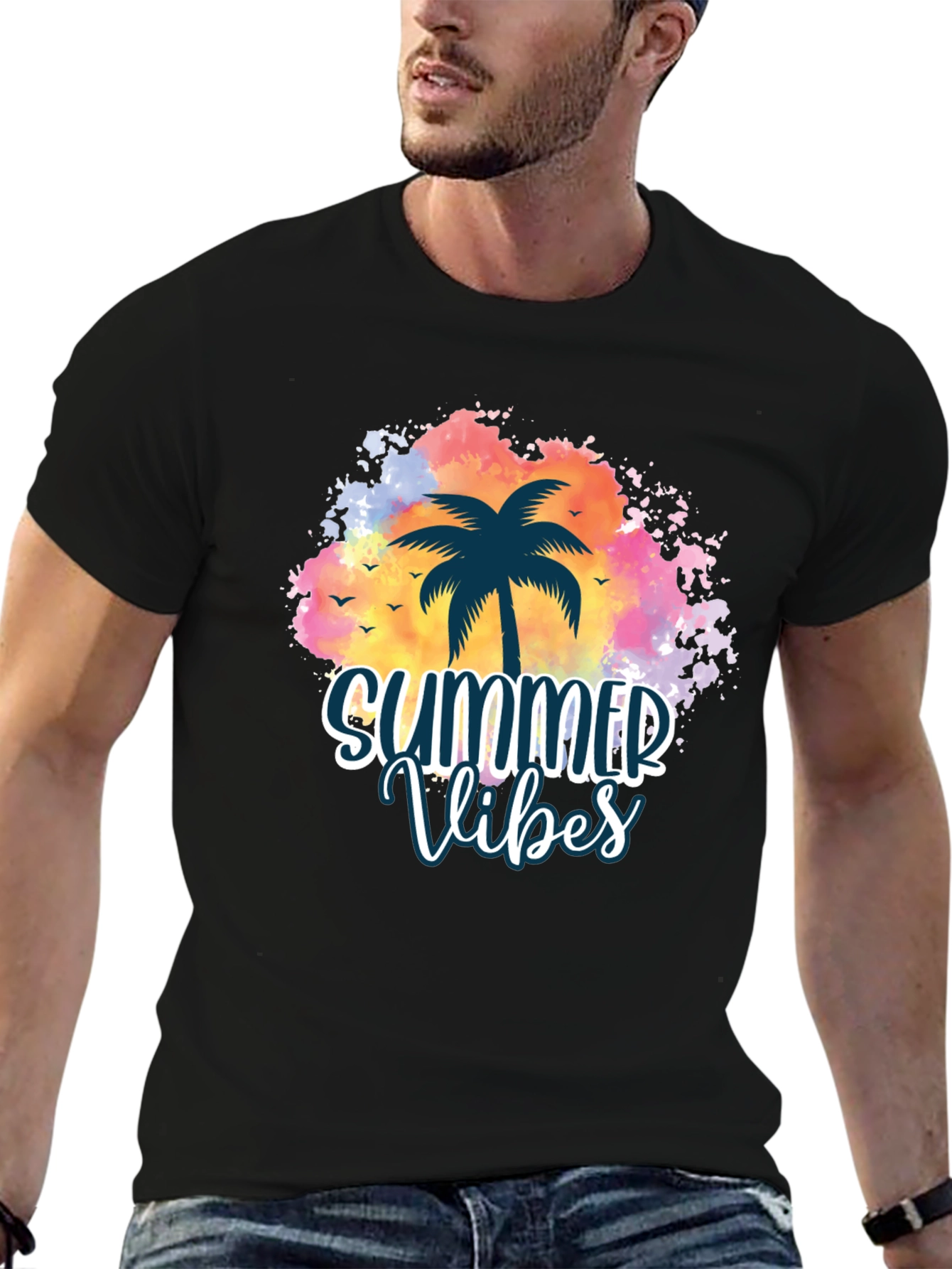Summer Vibes Palm Tree Graphic Tee