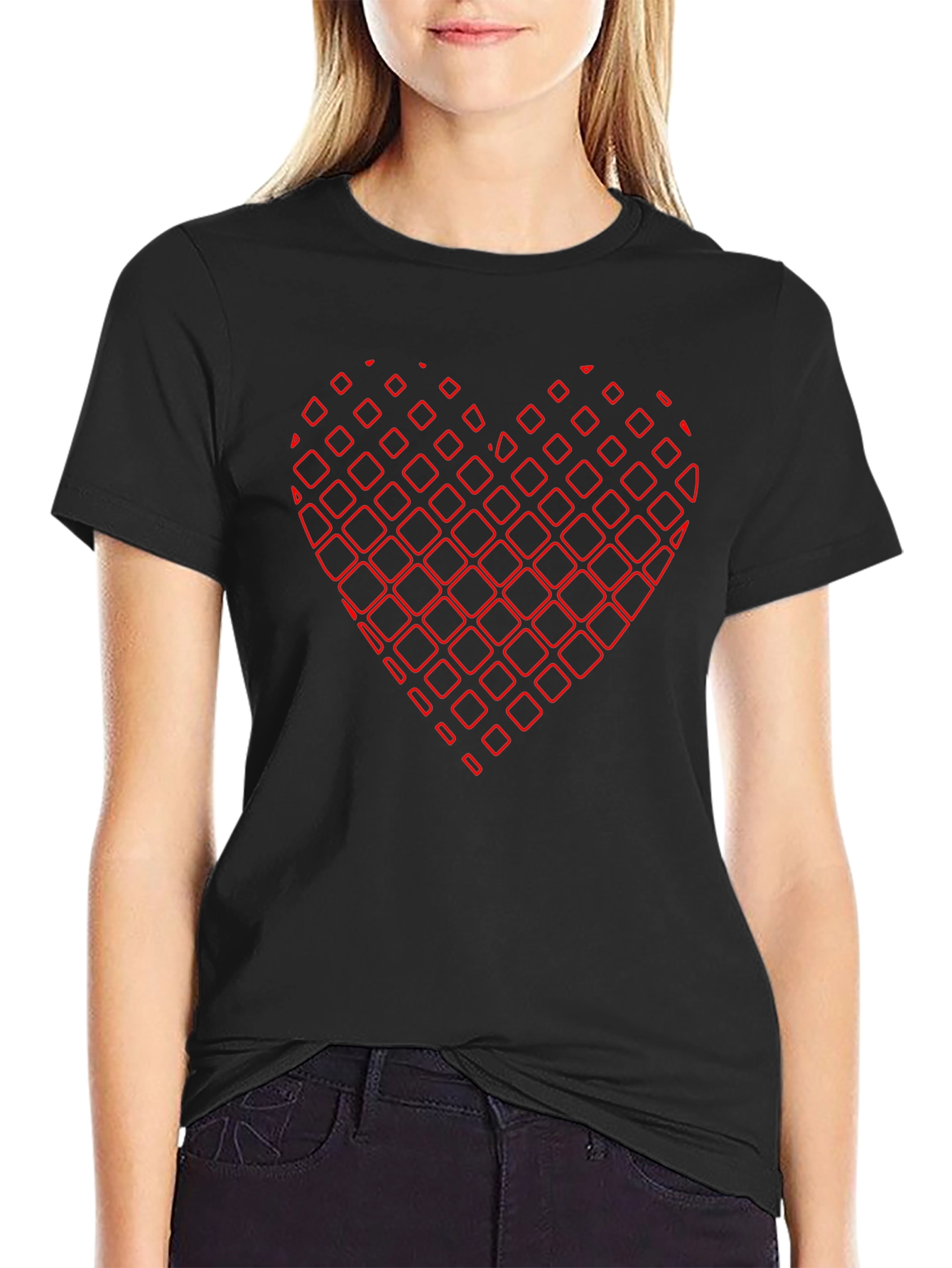 Abstract Heart Graphic Black Tee
