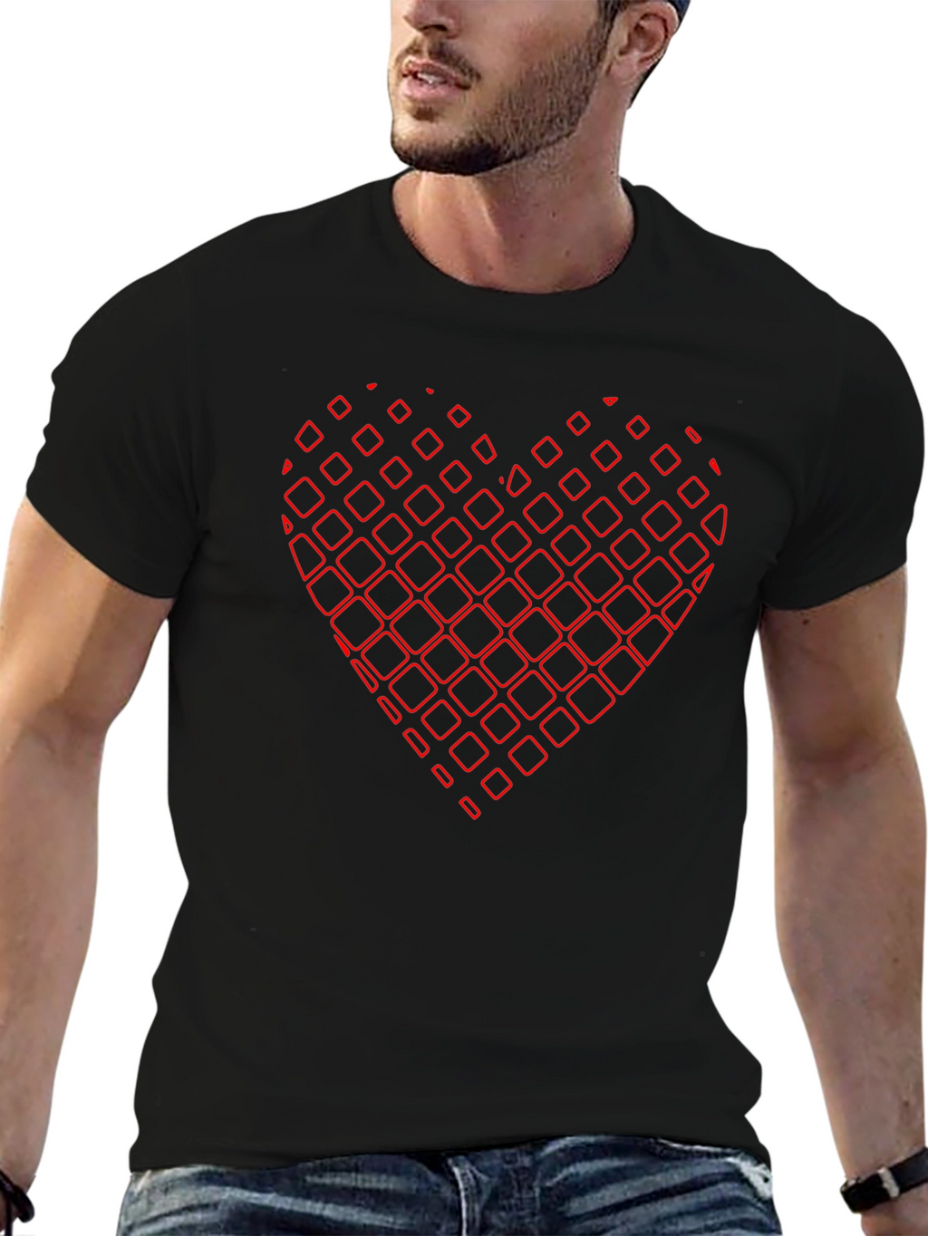Abstract Heart Graphic Black Tee