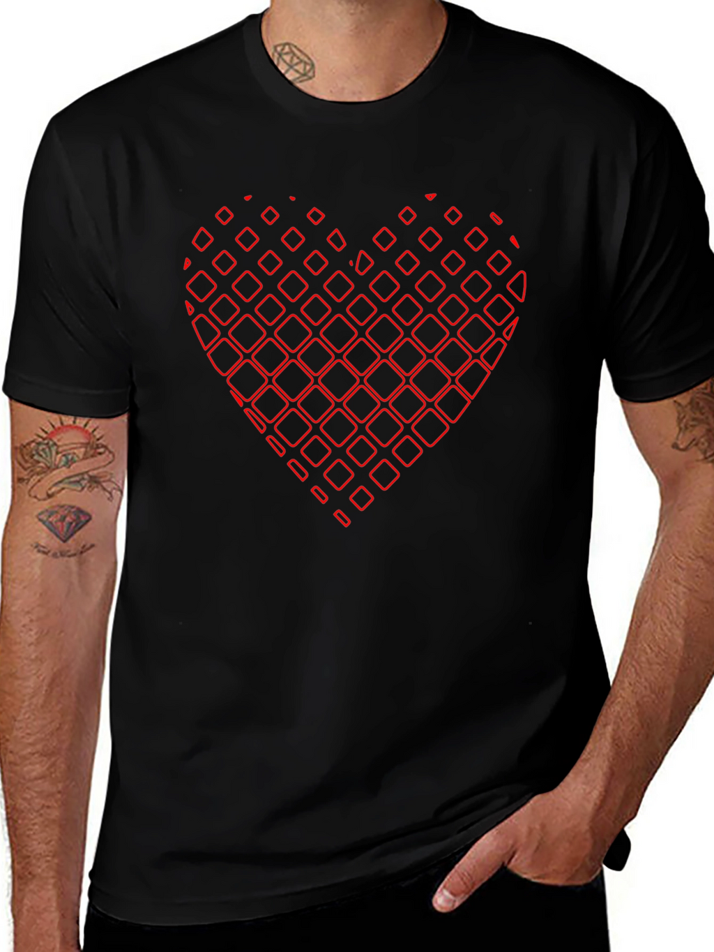 Abstract Heart Graphic Black Tee