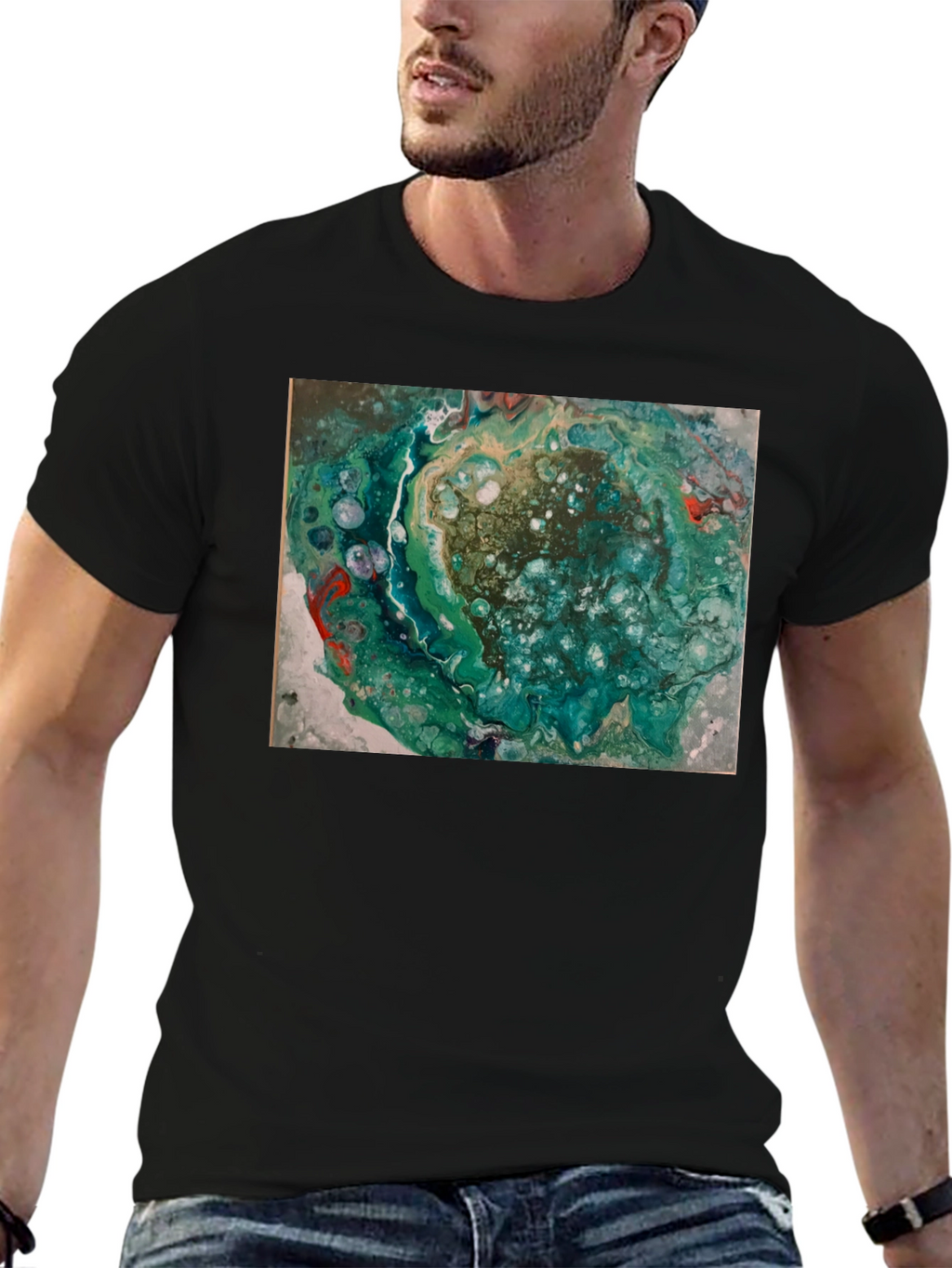Abstract Swirl Graphic Print Black T-Shirt