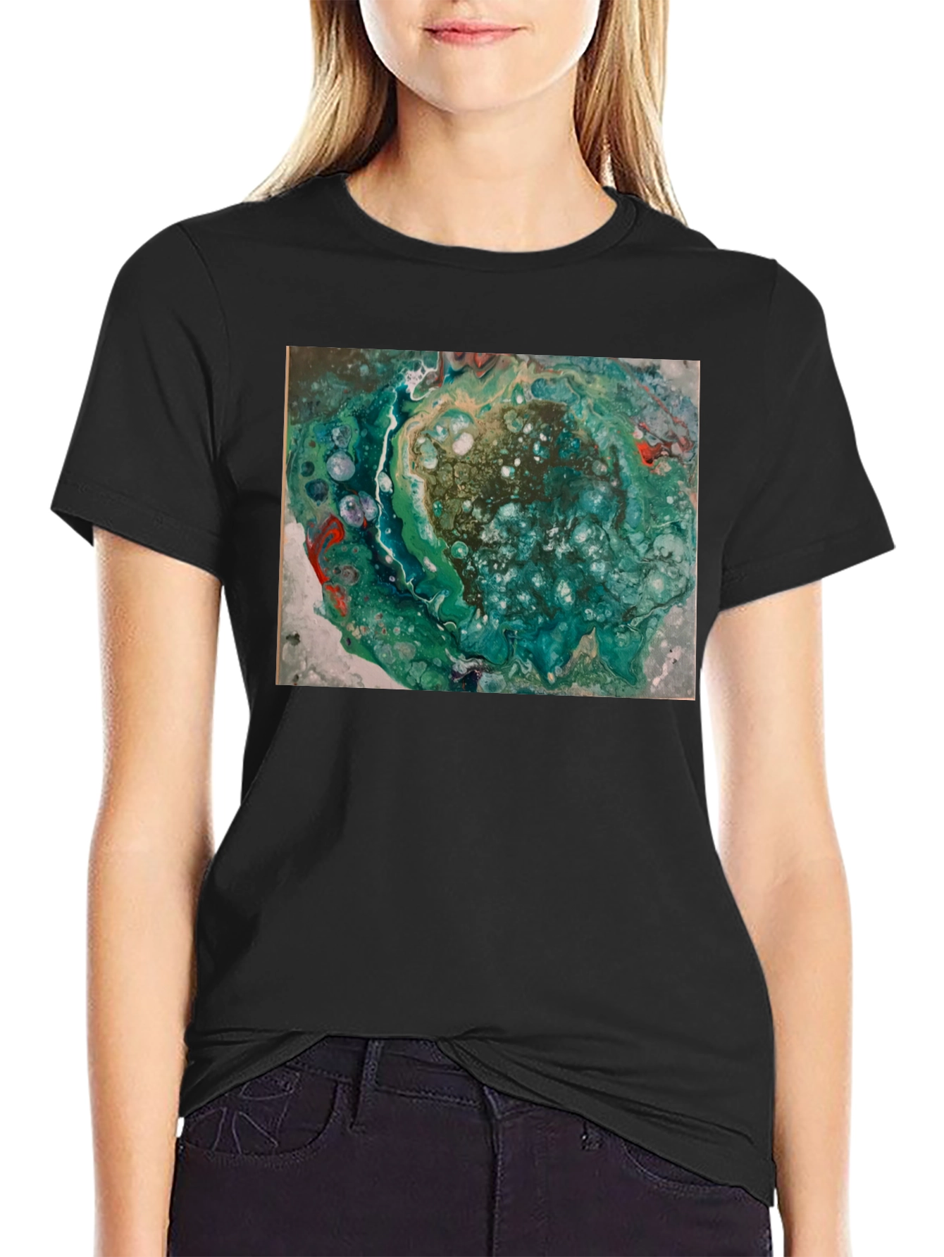 Abstract Swirl Graphic Print Black T-Shirt