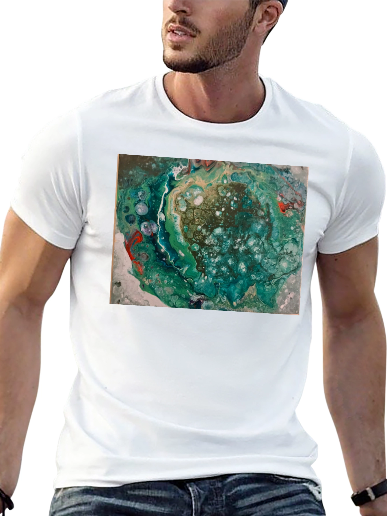 Abstract Swirl Graphic Print Black T-Shirt