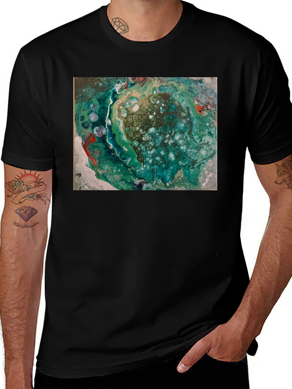 Abstract Swirl Graphic Print Black T-Shirt