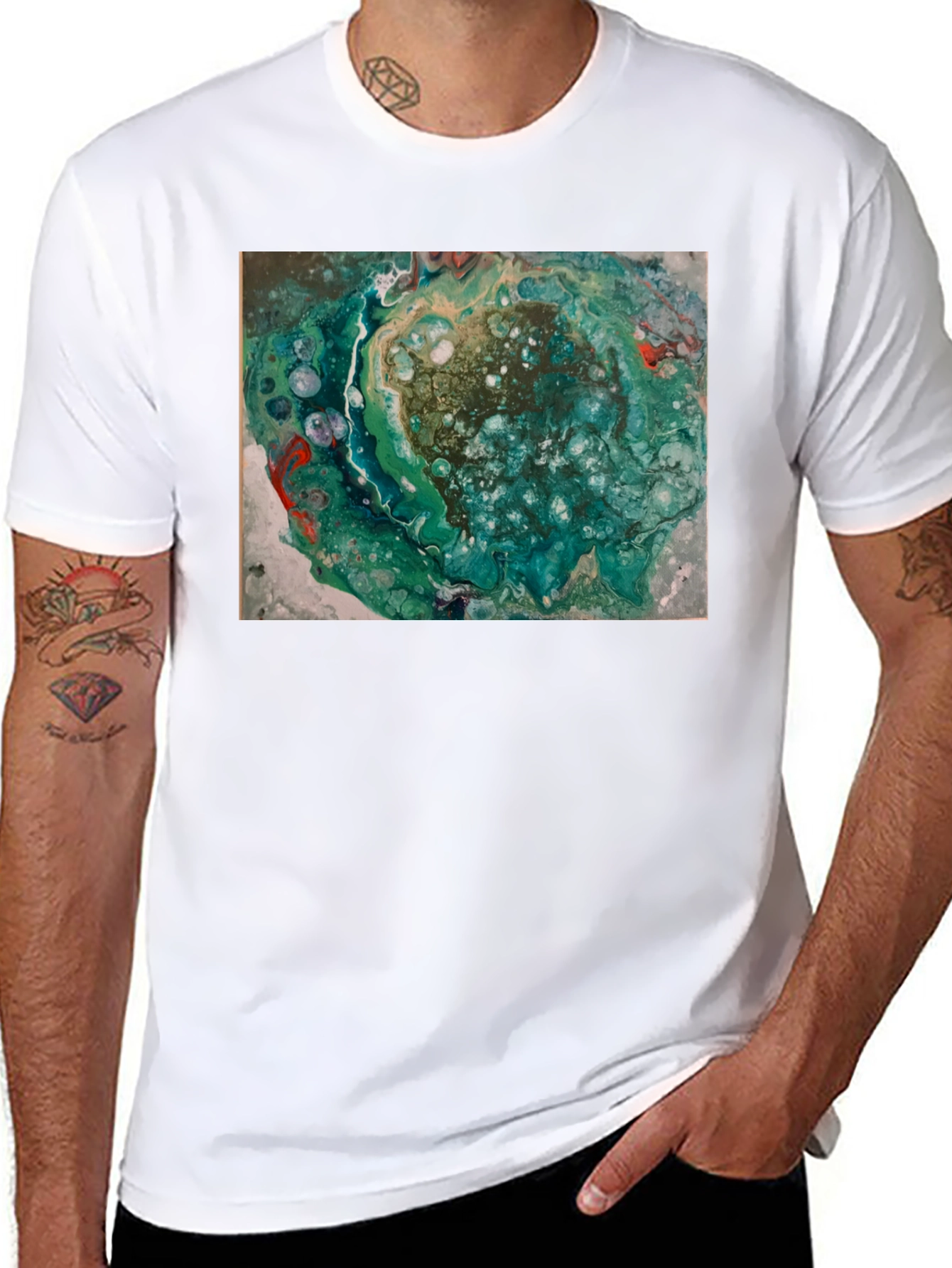 Abstract Swirl Graphic Print Black T-Shirt