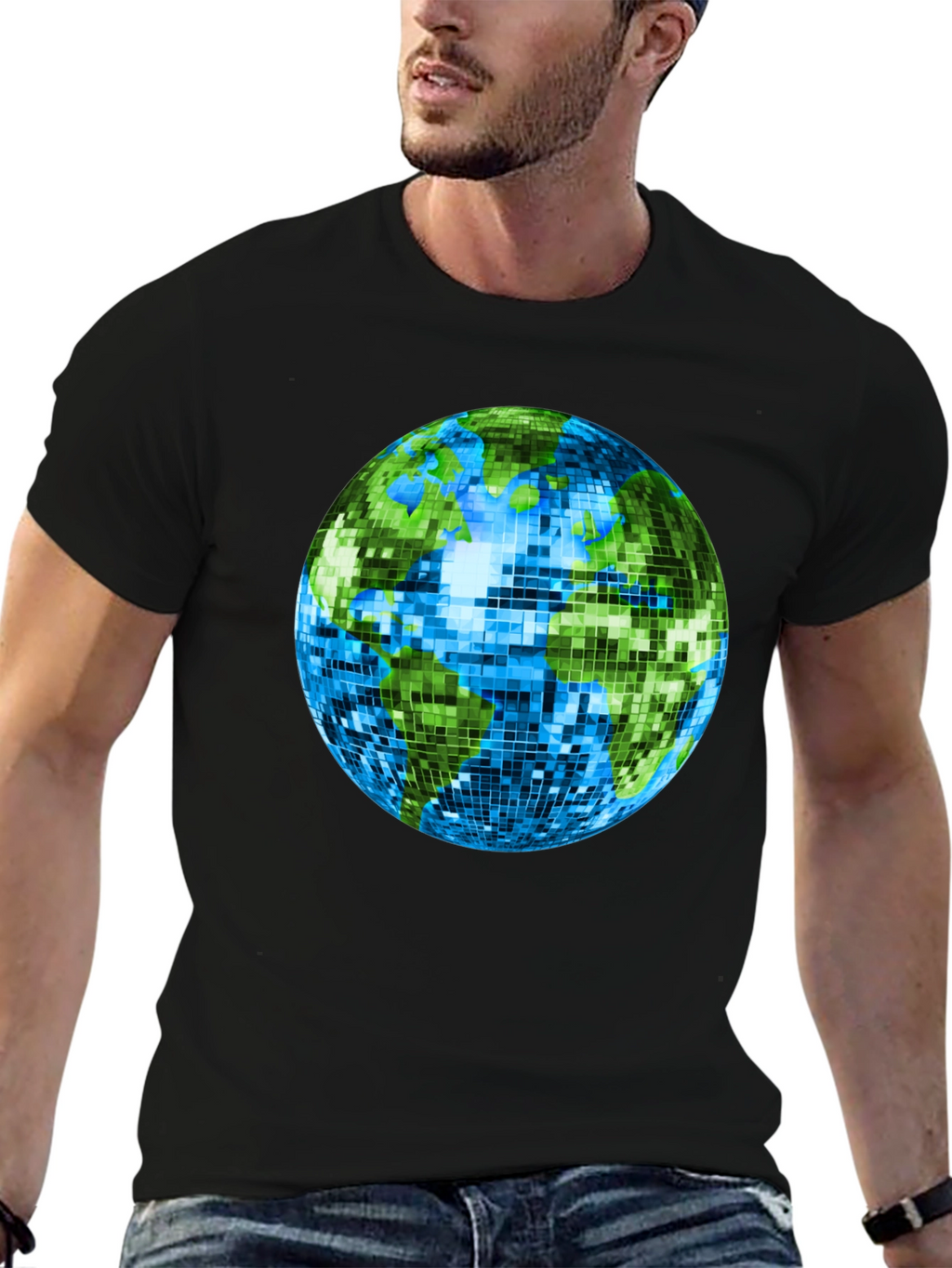 Retro Earth Disco Ball Graphic T-Shirt