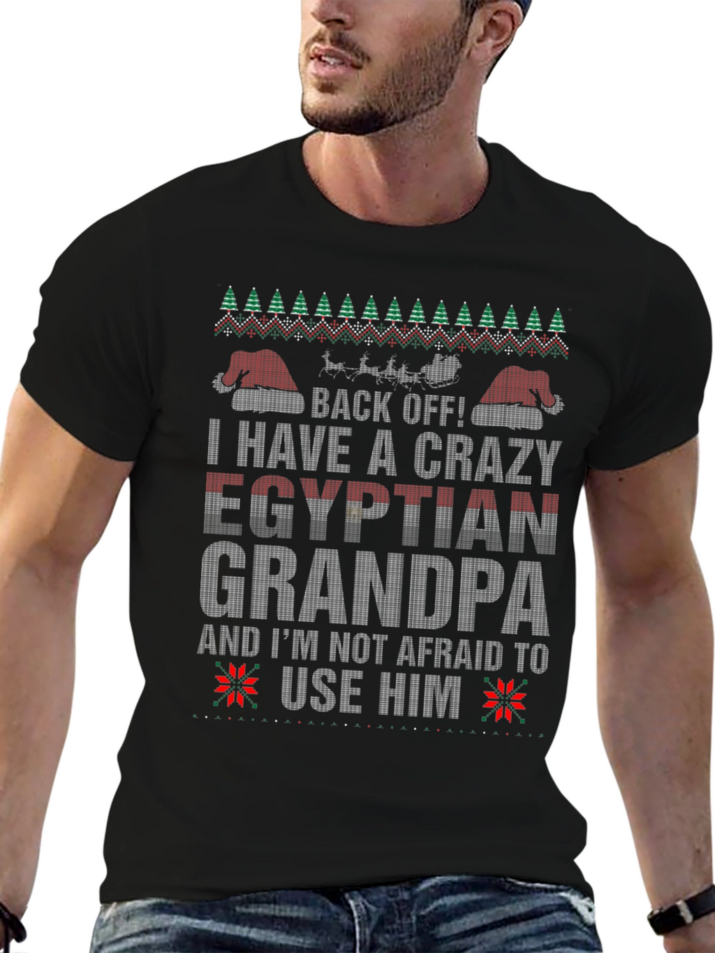 Crazy Egyptian Grandpa Ugly Christmas T-Shirt