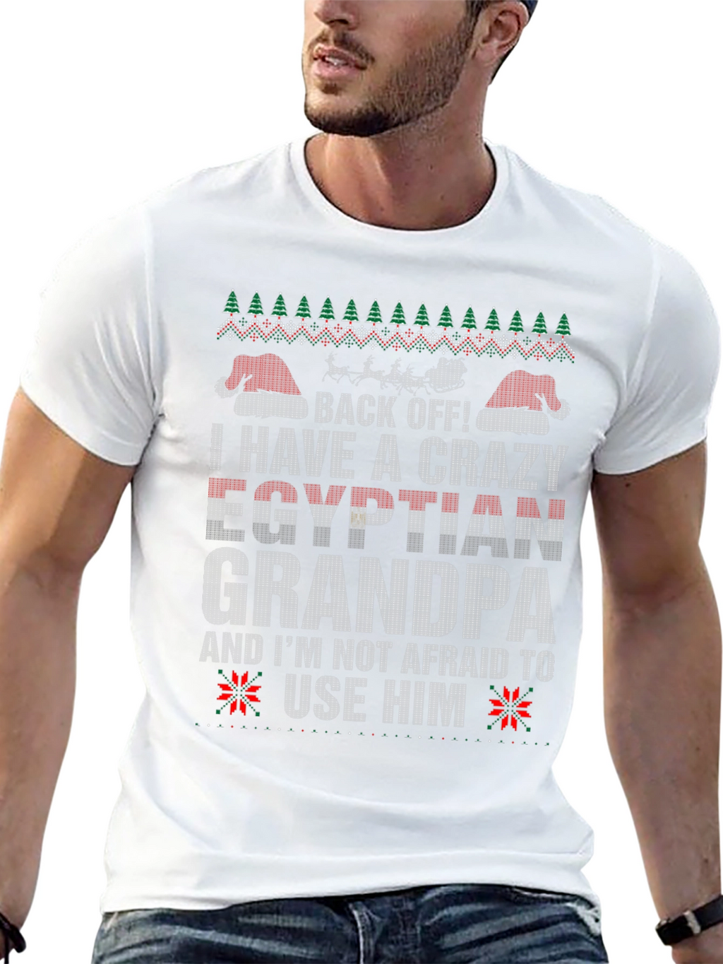 Crazy Egyptian Grandpa Ugly Christmas T-Shirt