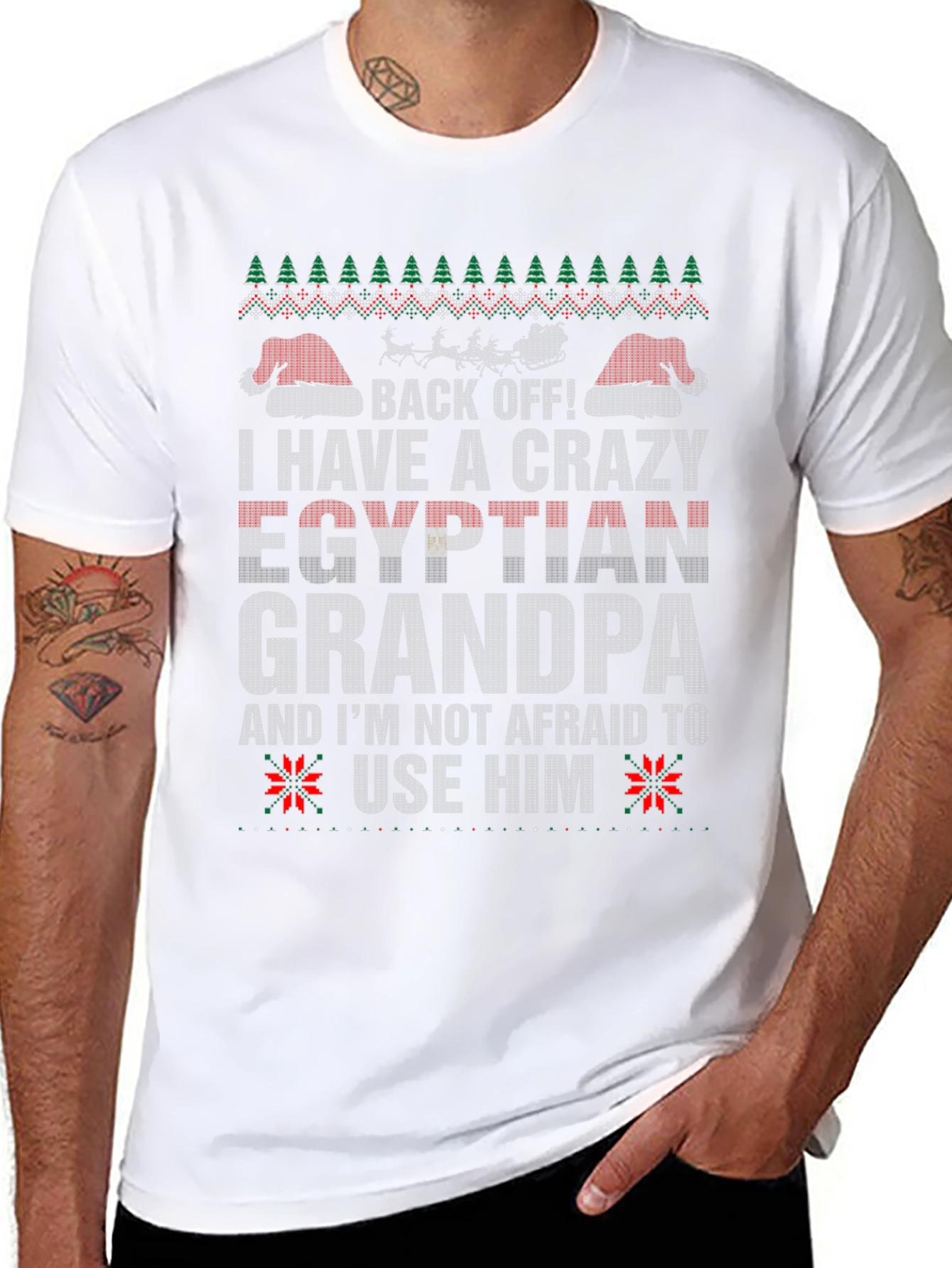 Crazy Egyptian Grandpa Ugly Christmas T-Shirt
