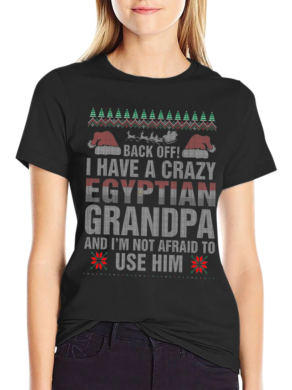 Crazy Egyptian Grandpa Ugly Christmas T-Shirt