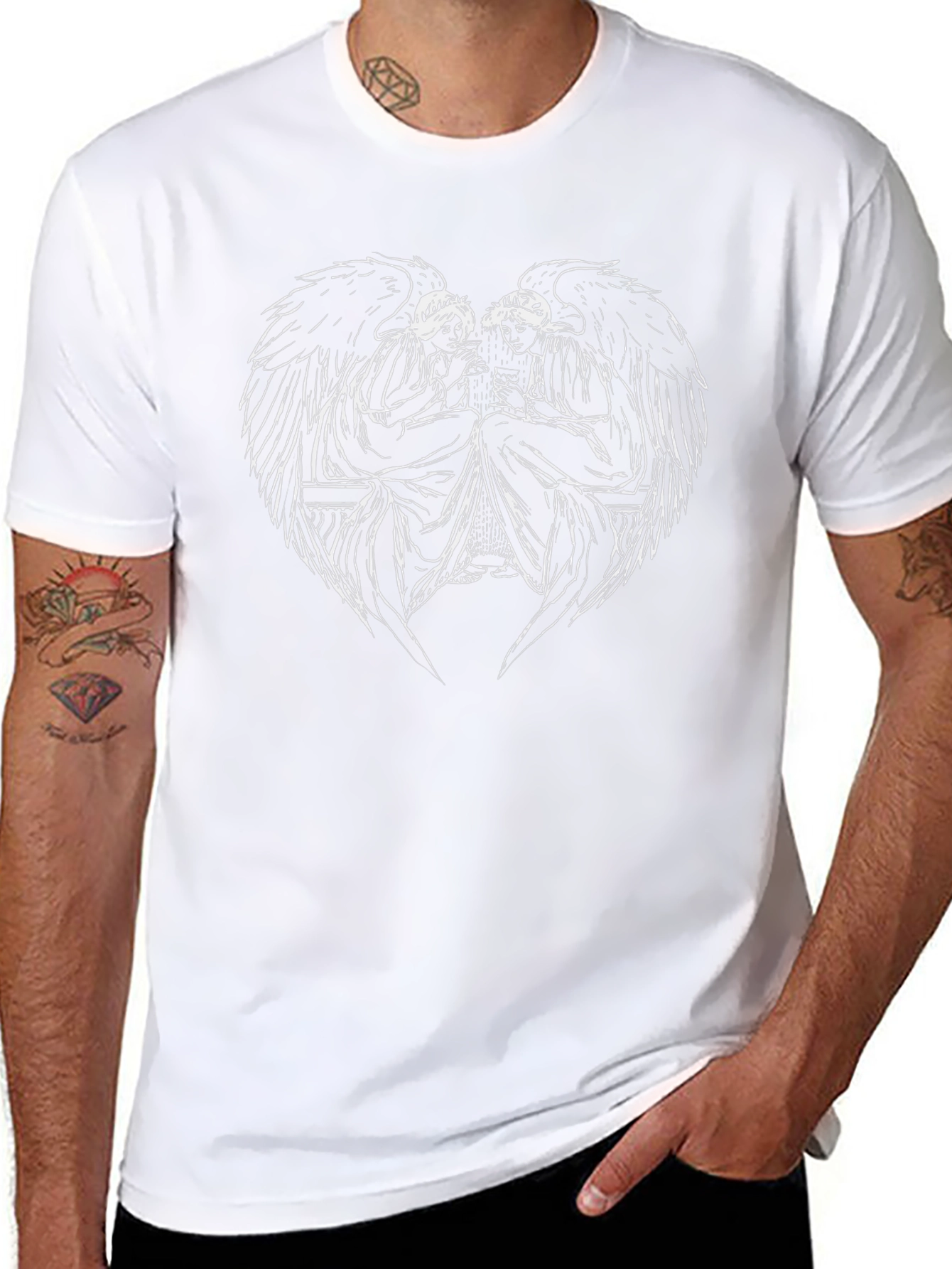 Angelic Wings Graphic Black T-Shirt