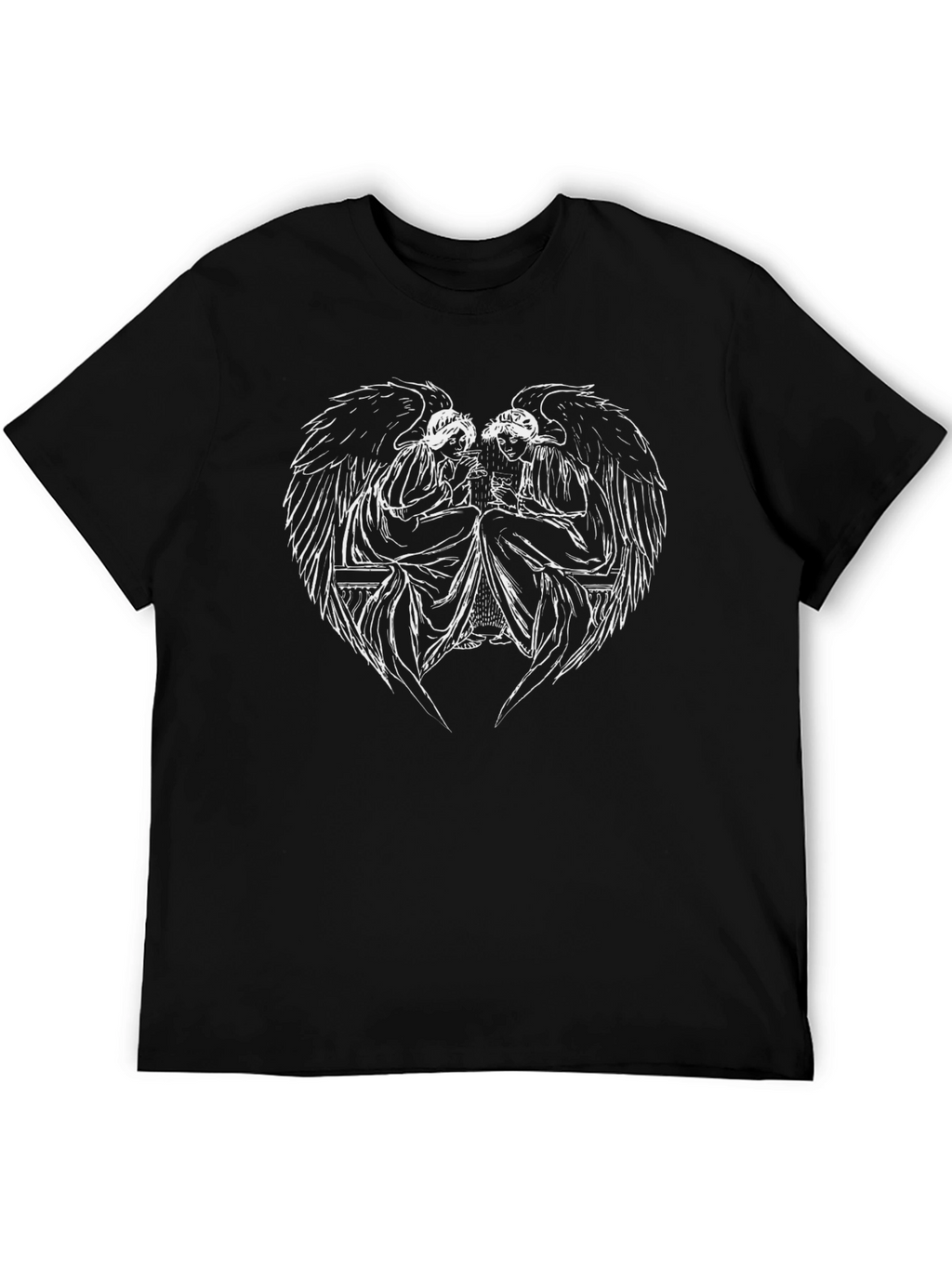 Angelic Wings Graphic Black T-Shirt